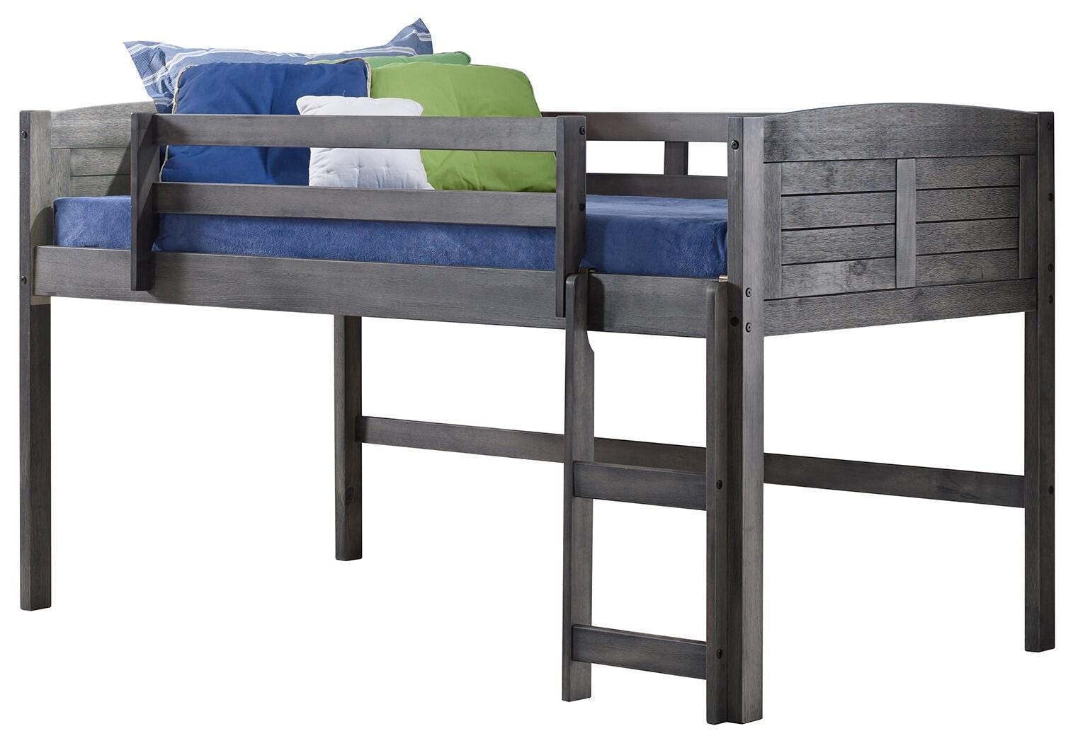 Kids Louvered Twin Low Loft Bed, , large