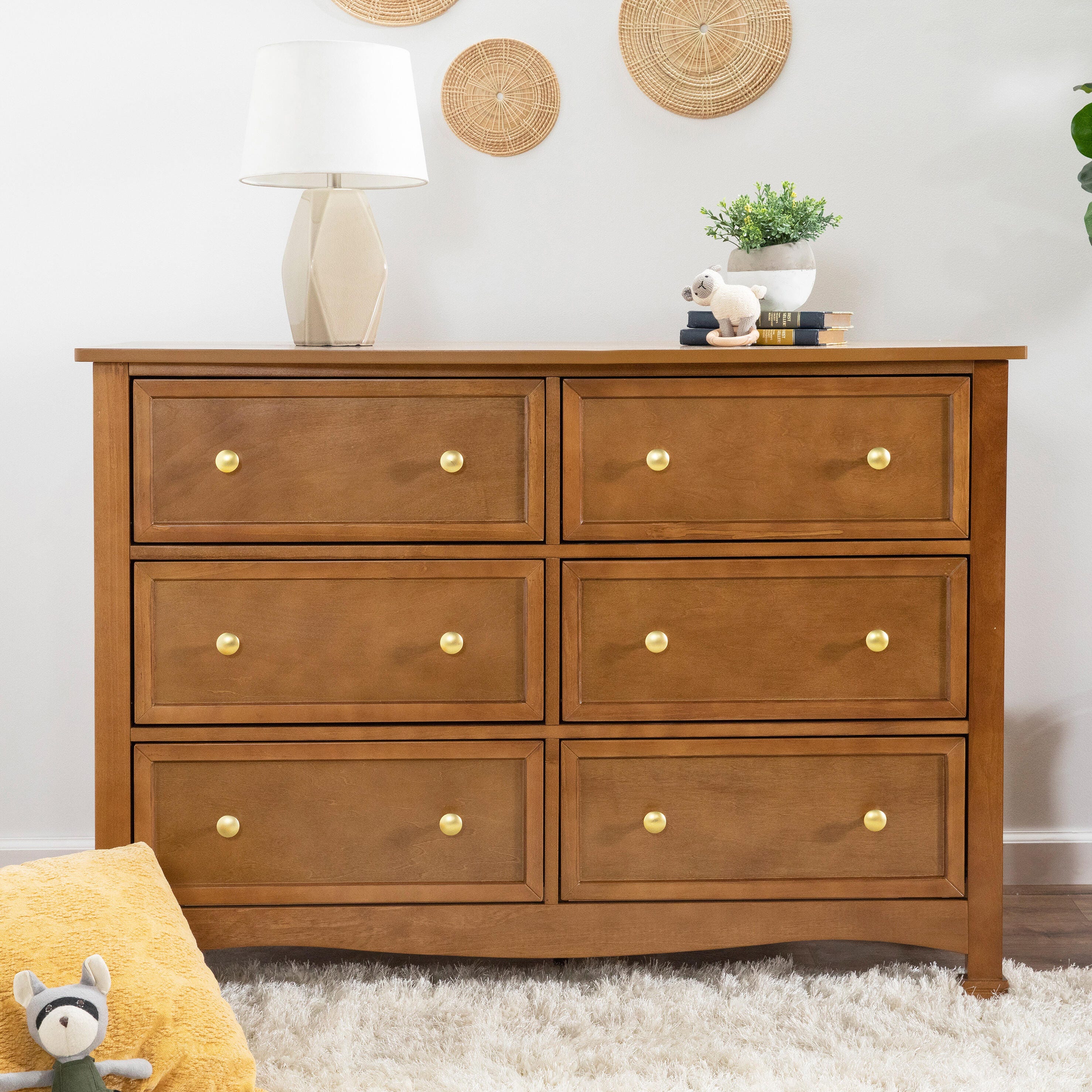 Davinci Kalani 6 Drawer Double Wide Dresser, Brown, large