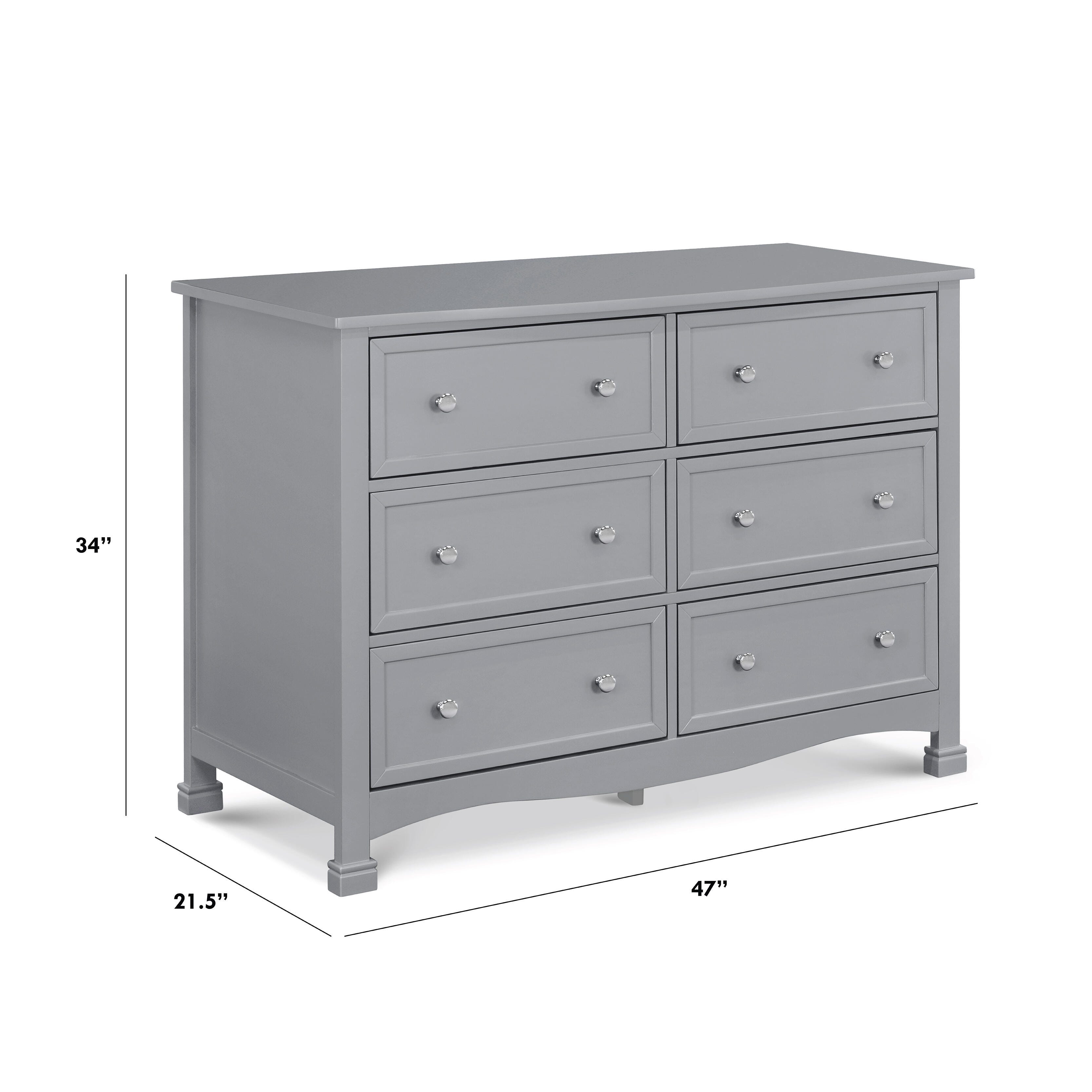 Davinci Kalani 6 Drawer Double Wide Dresser, Gray, large