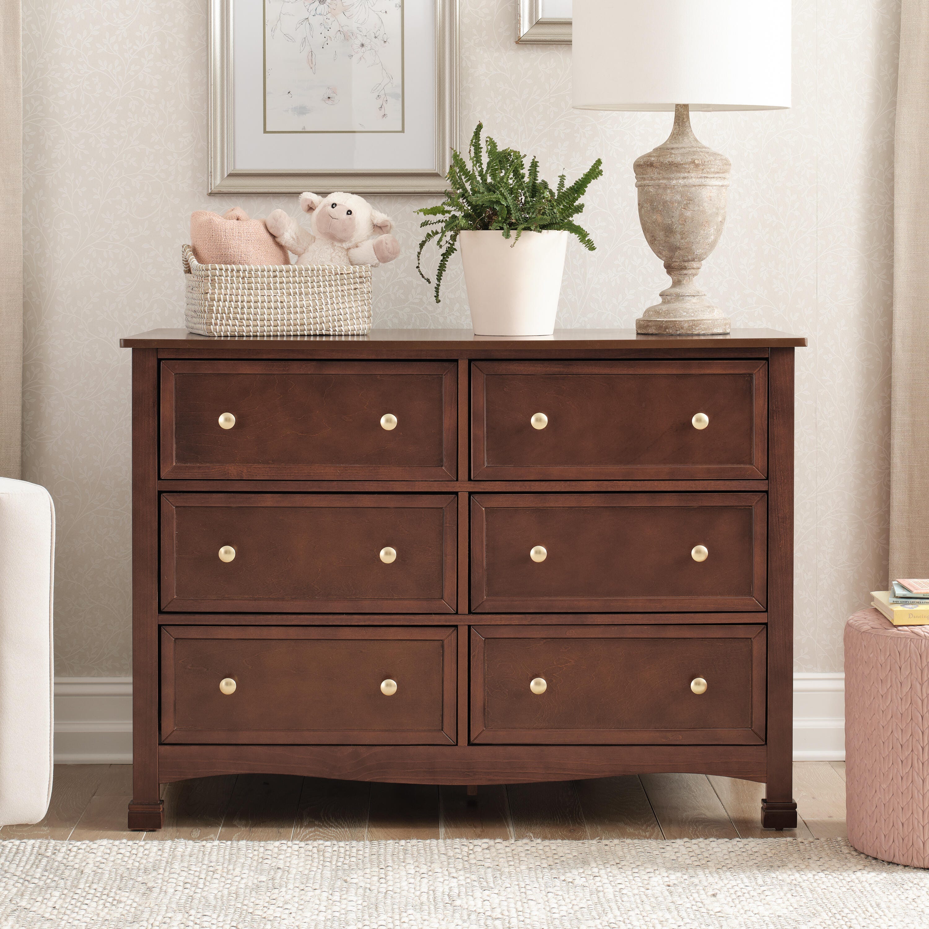 Davinci Kalani 6 Drawer Double Wide Dresser, Dark Brown, large