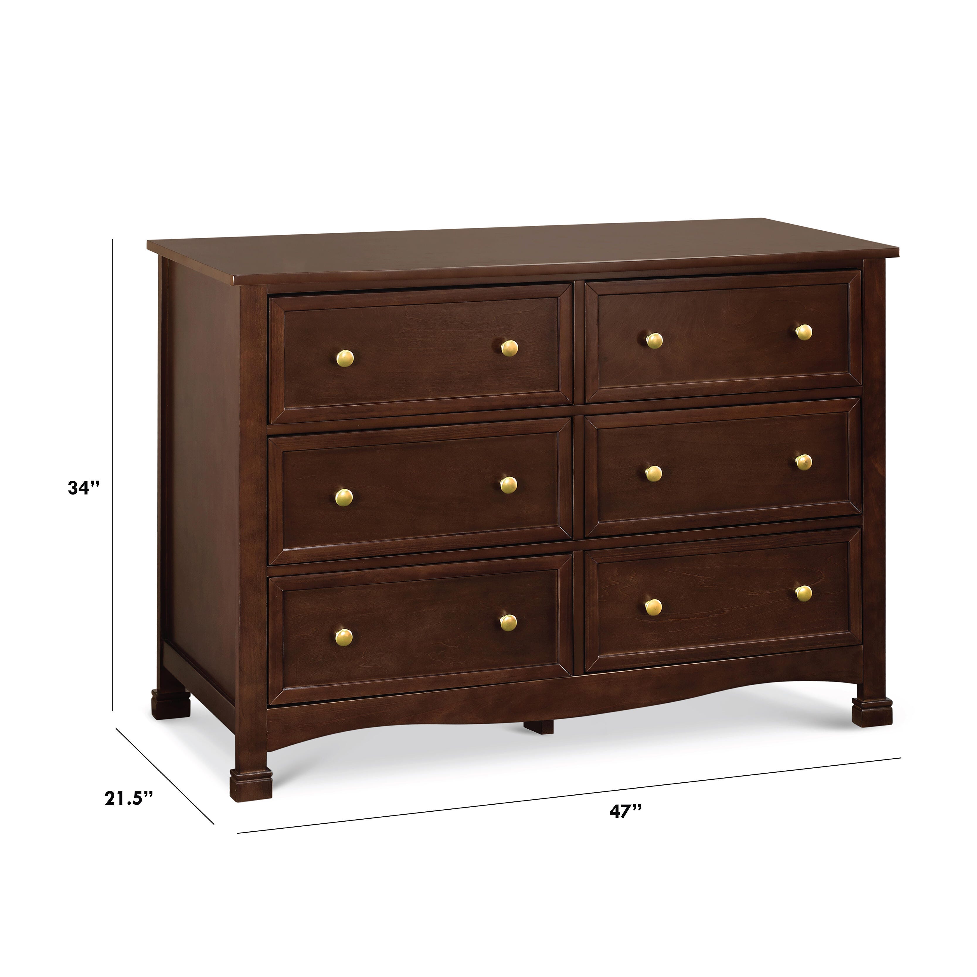 Davinci Kalani 6 Drawer Double Wide Dresser, Dark Brown, large