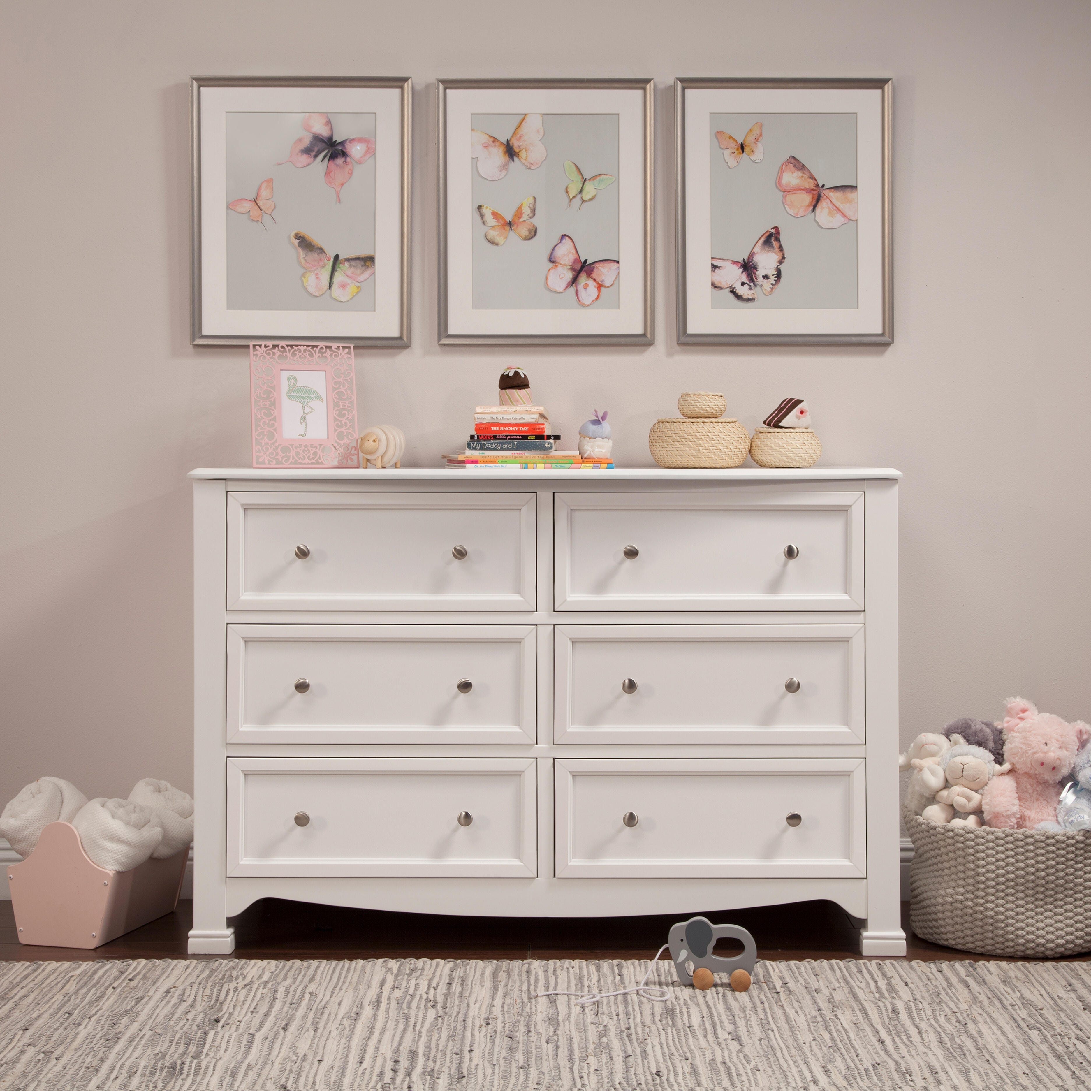 Davinci Kalani 6 Drawer Double Wide Dresser, White, large