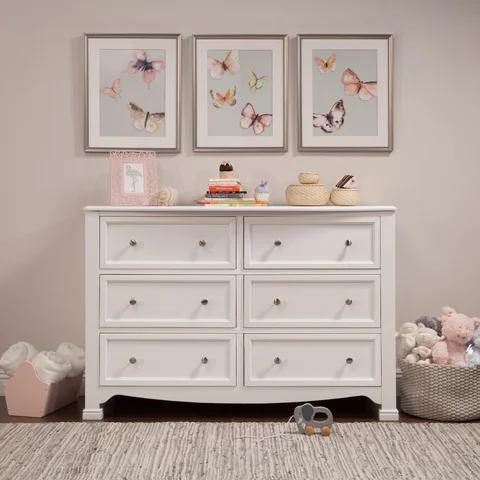 Ashley Davinci Kalani 6 Drawer Double Wide Dresser, White Ashley Davinci Kalani 6 Drawer Double Wide Dresser, White