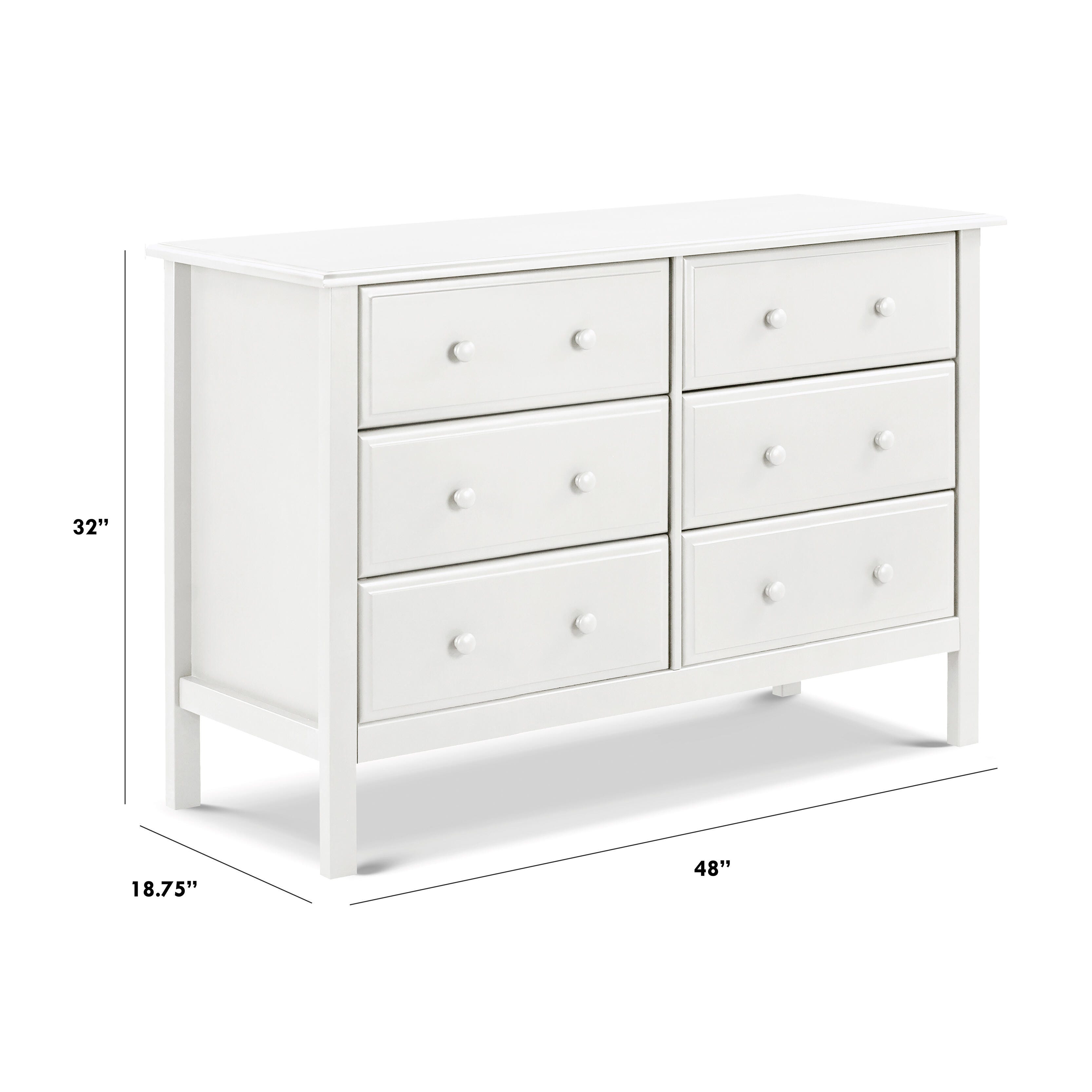 Davinci Jayden 6 Drawer Double Wide Dresser, White, large