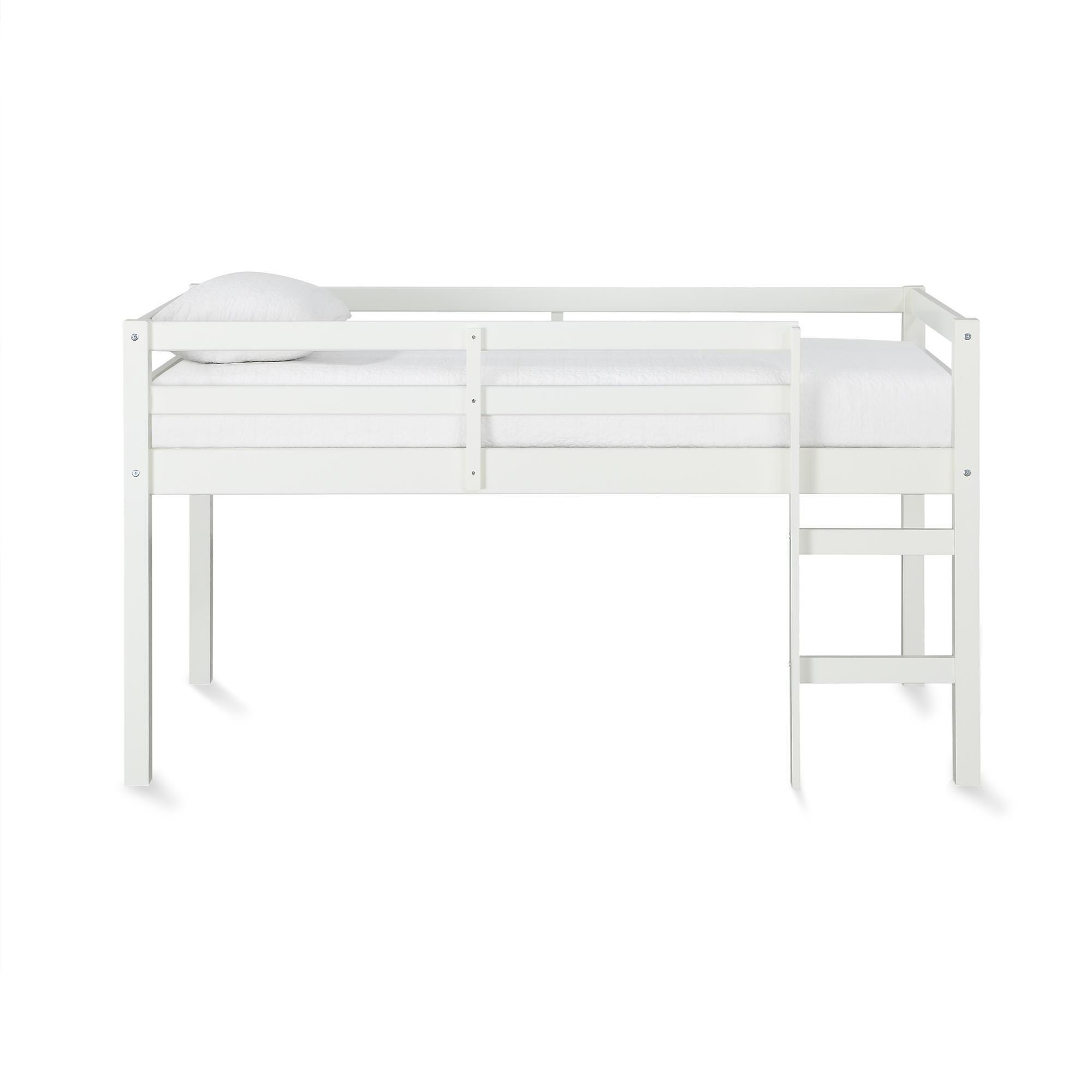 Kids Milton Junior Twin Size Wooden Loft Bed, White, large