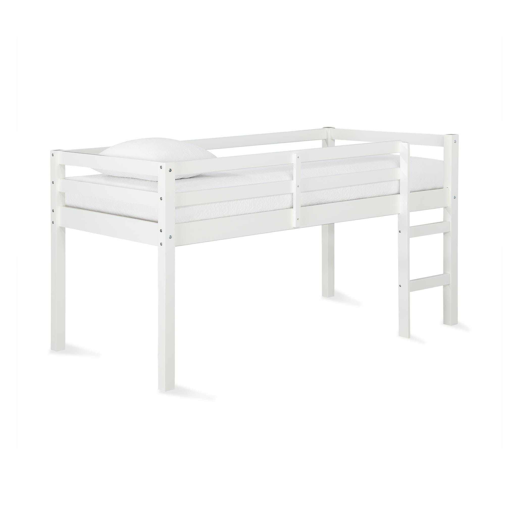 Kids Milton Junior Twin Size Wooden Loft Bed, White, large