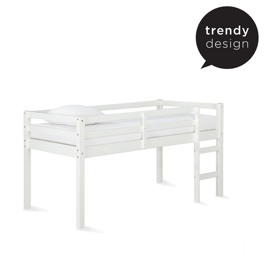 Kids Milton Junior Twin Size Wooden Loft Bed, White, large
