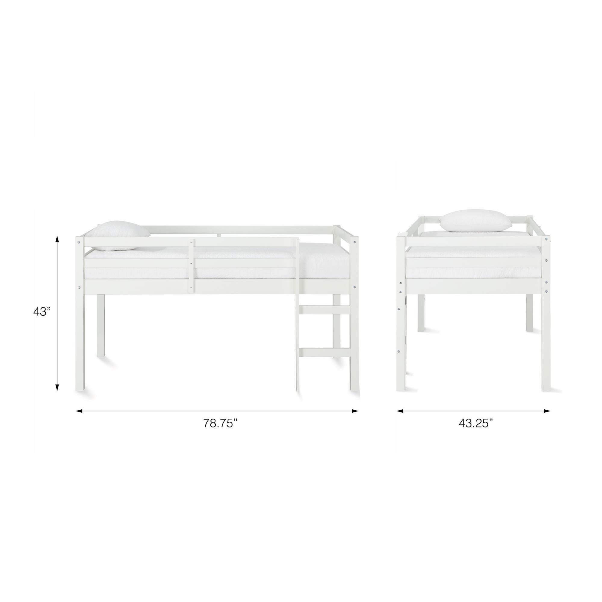 Kids Milton Junior Twin Size Wooden Loft Bed, White, large