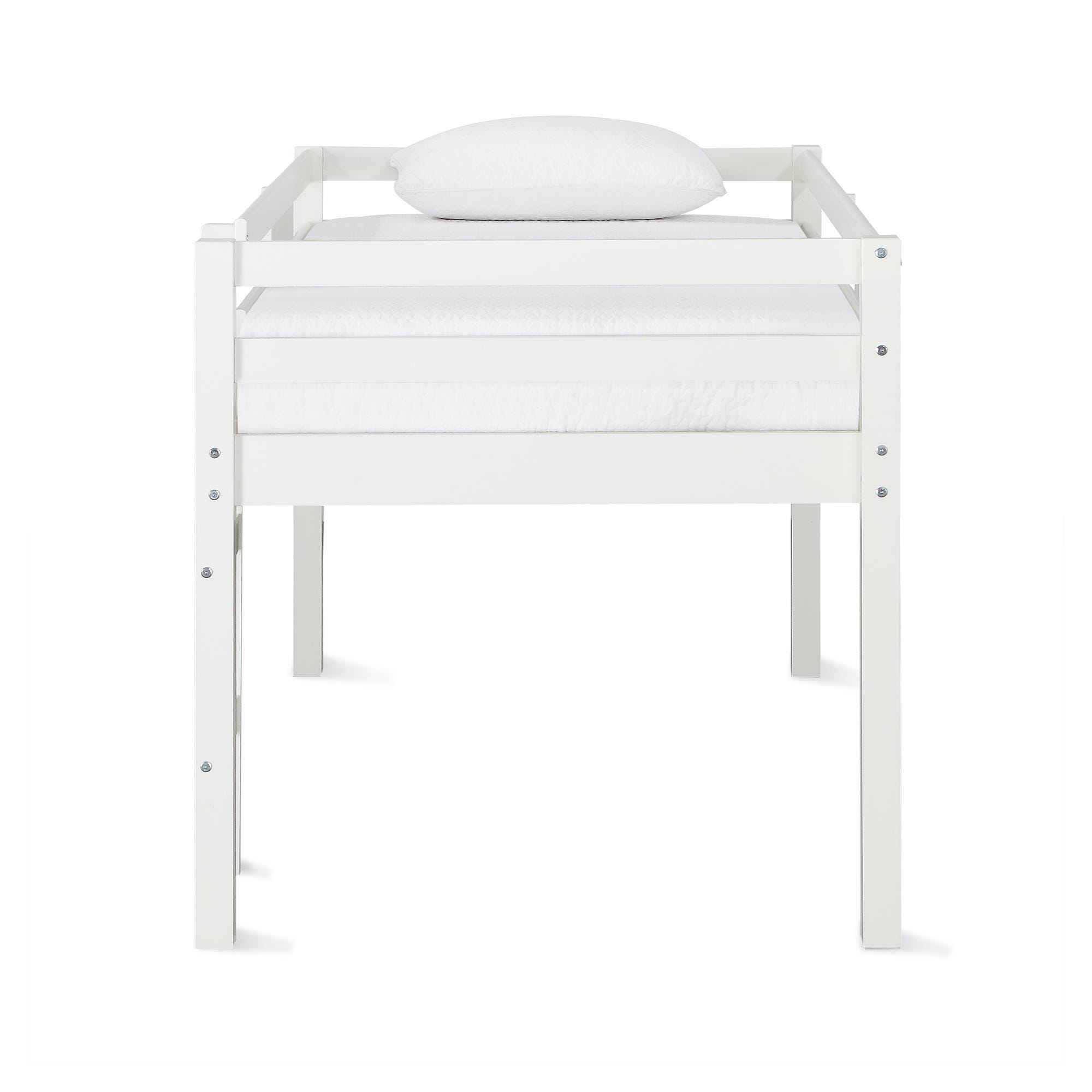Kids Milton Junior Twin Size Wooden Loft Bed, White, large