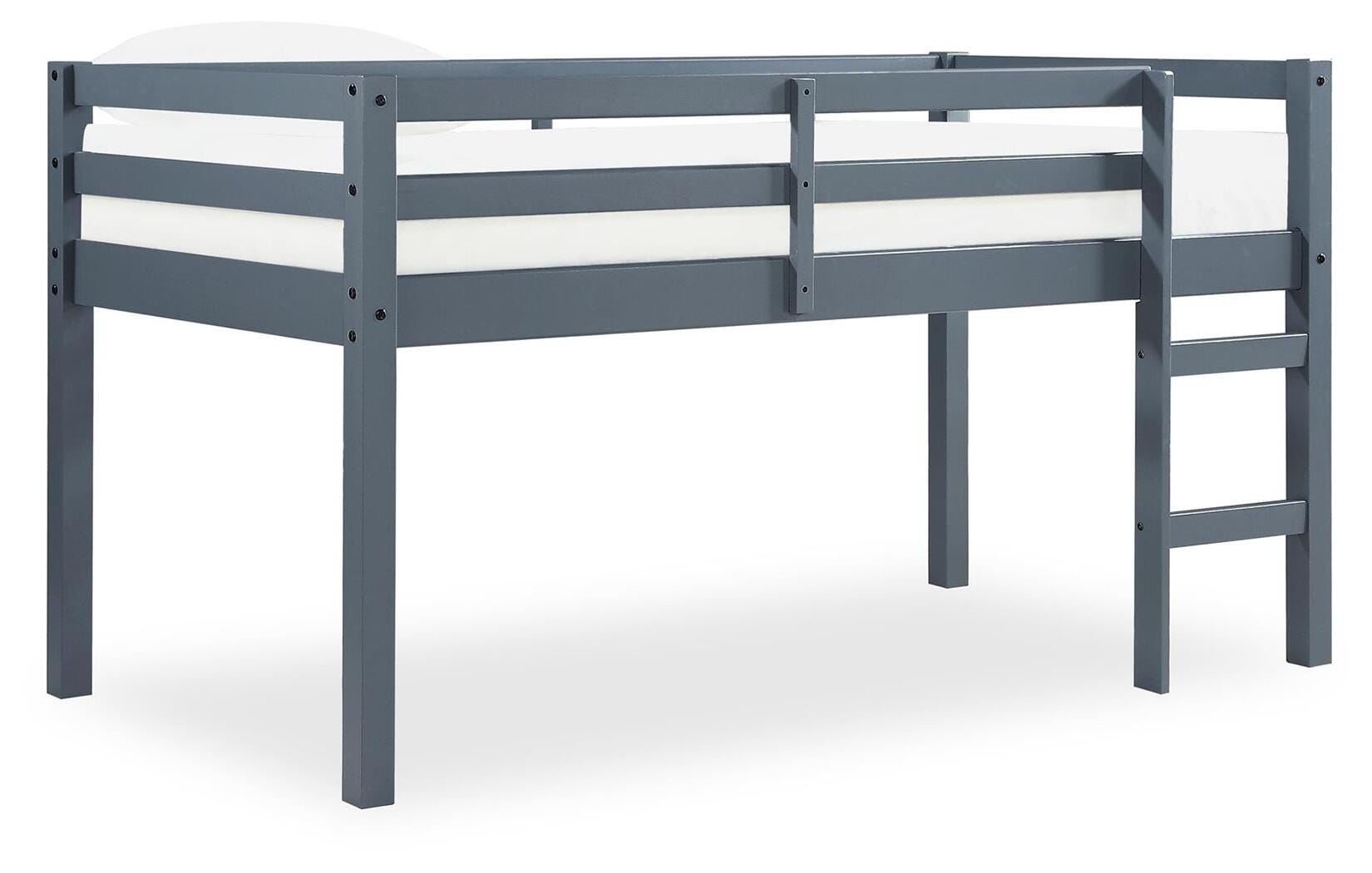 Kids Milton Junior Twin Size Wooden Loft Bed, Gray, large