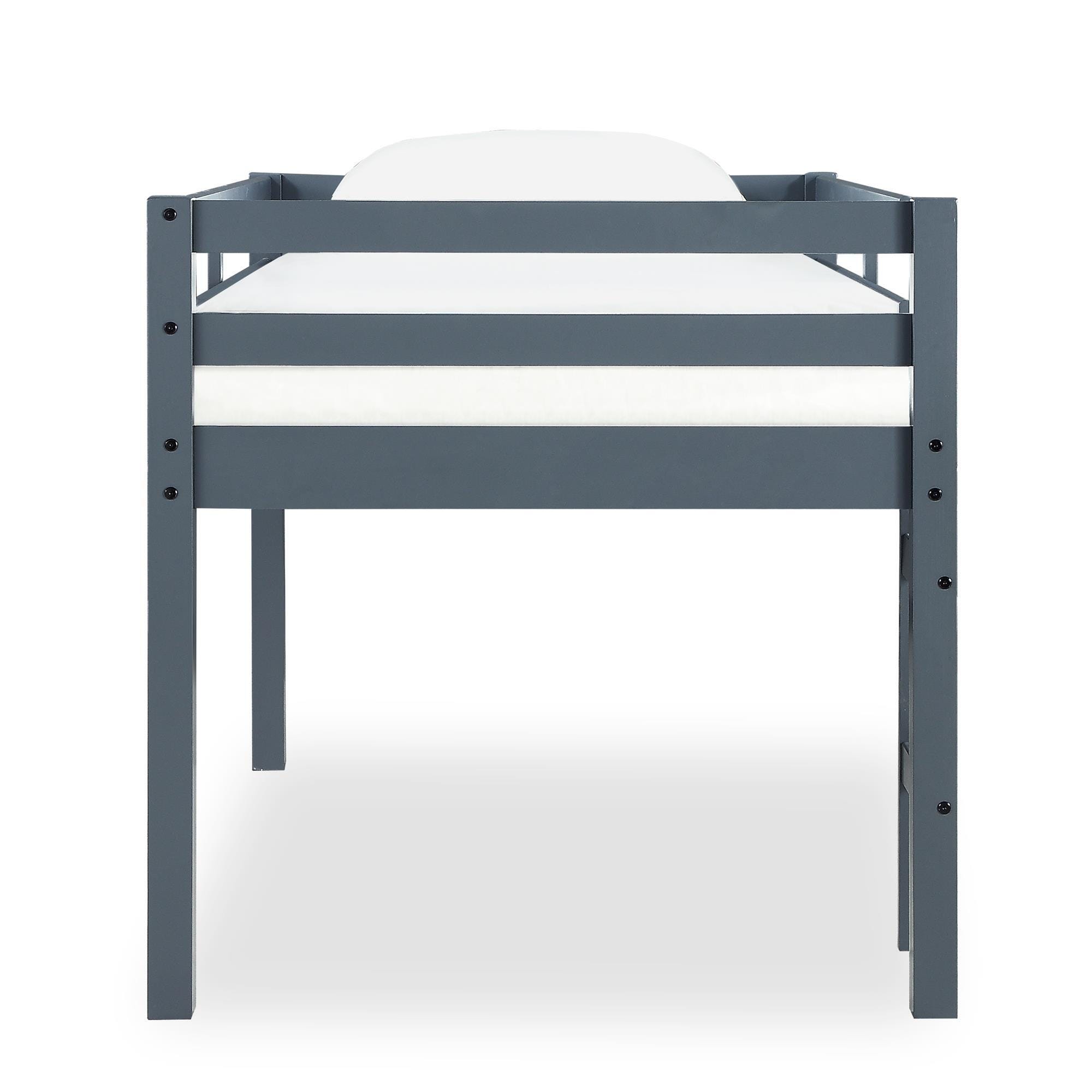 Kids Milton Junior Twin Size Wooden Loft Bed, Gray, large