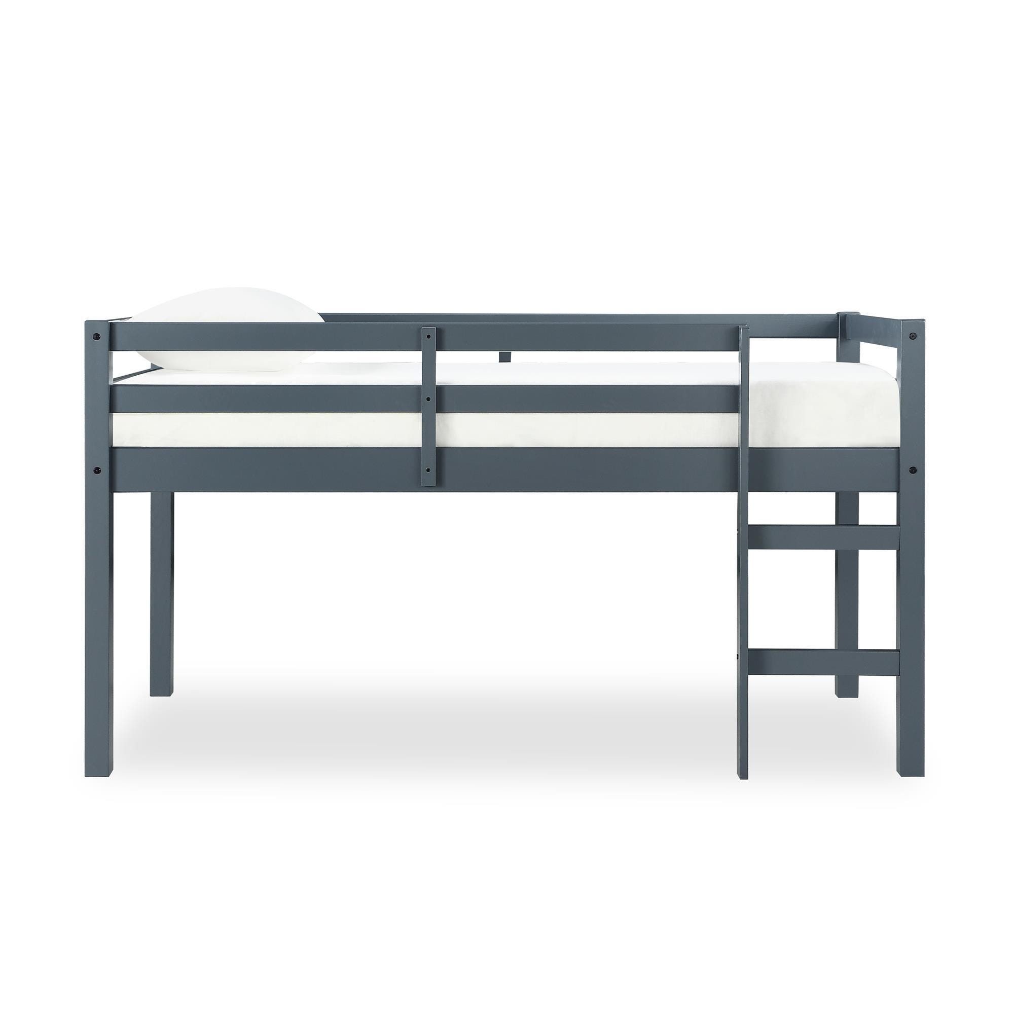 Kids Milton Junior Twin Size Wooden Loft Bed, Gray, large