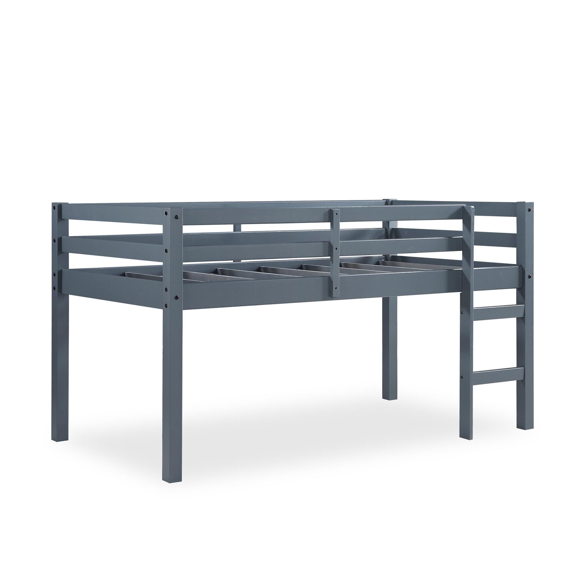 Kids Milton Junior Twin Size Wooden Loft Bed, Gray, large