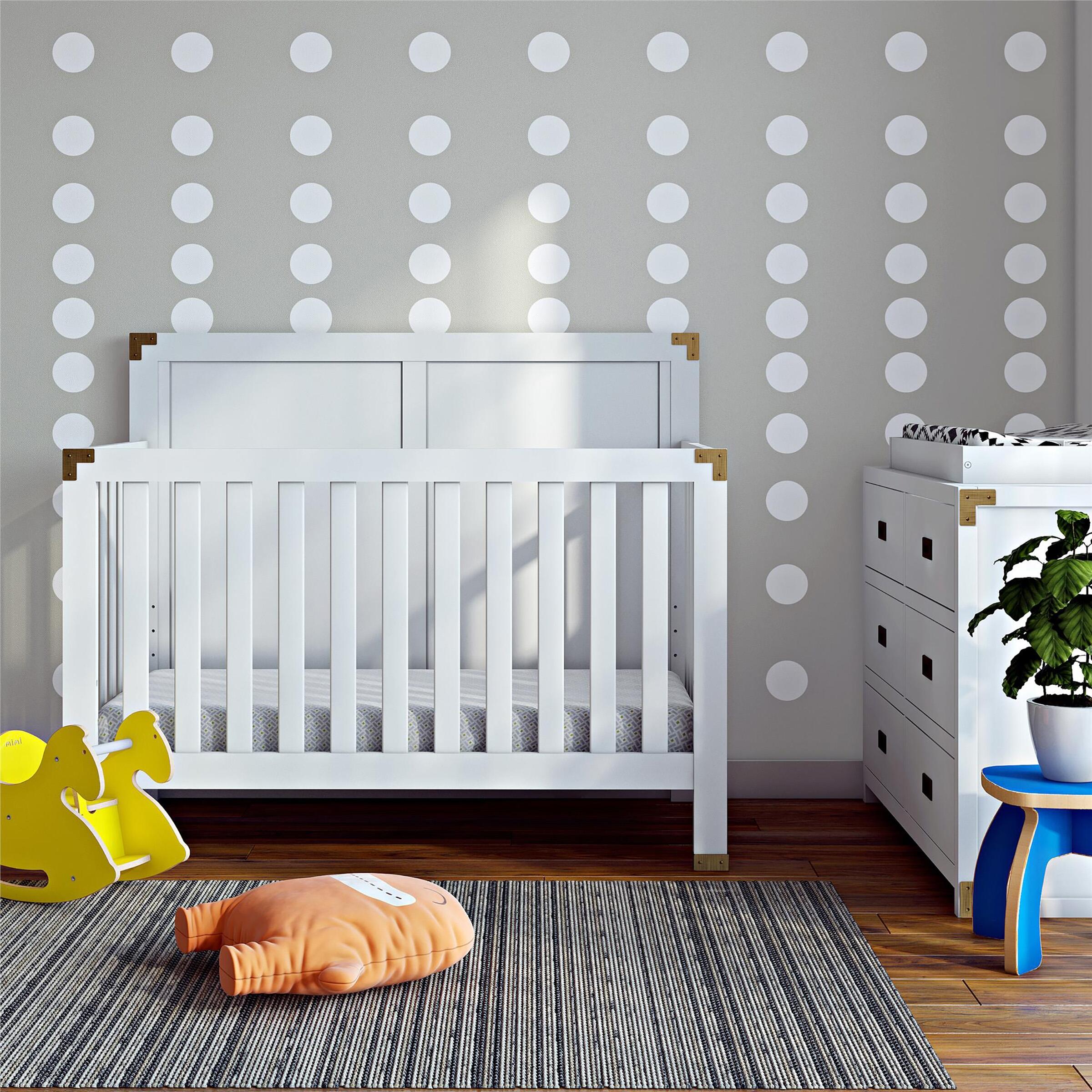Baby Relax Miles 5-in-1 Convertible Crib, White, rollover