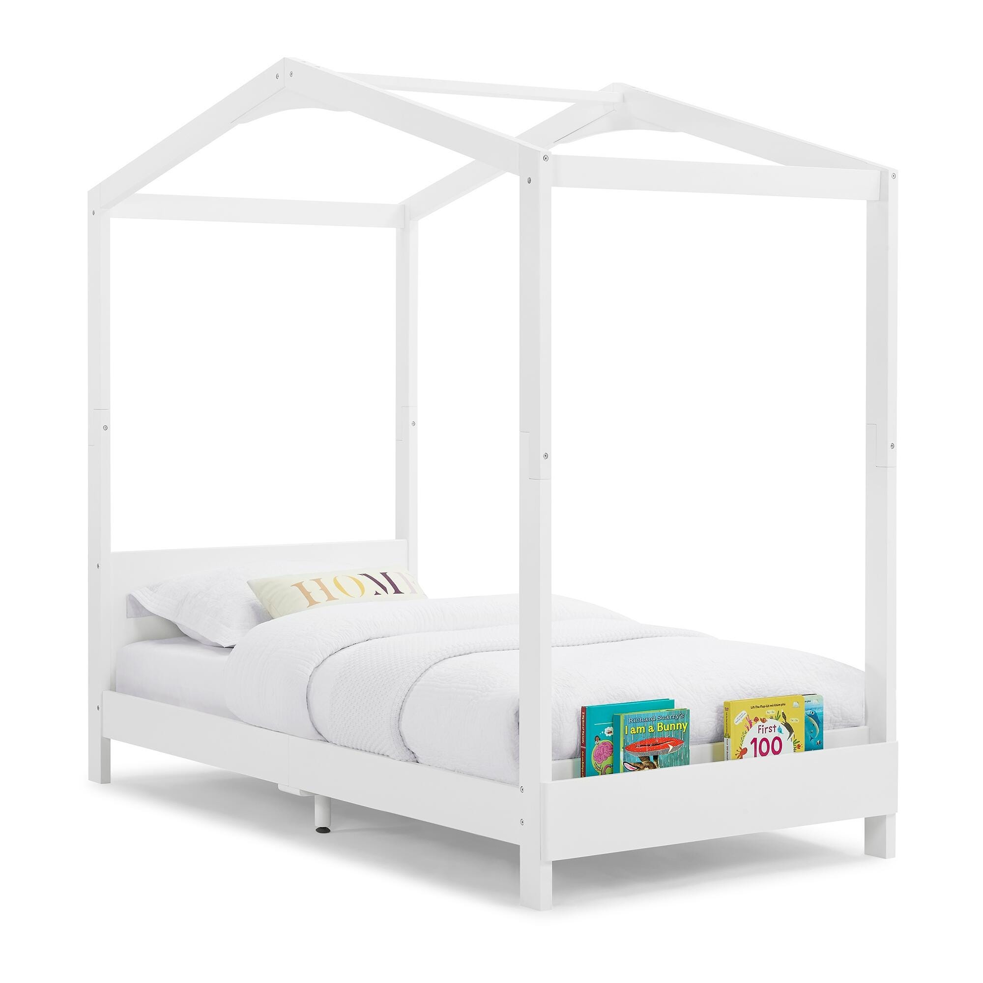 Delta Children Poppy House Twin Bed, White, large