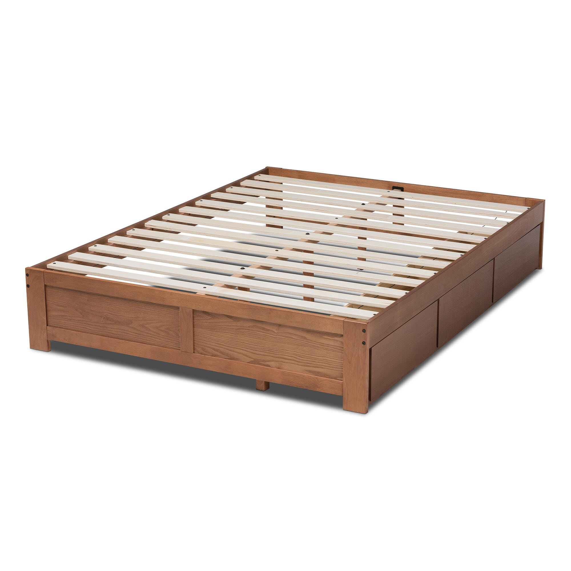 Baxton Studio Wren 3-Drawer Queen Platform Storage Bed Frame, Brown, large