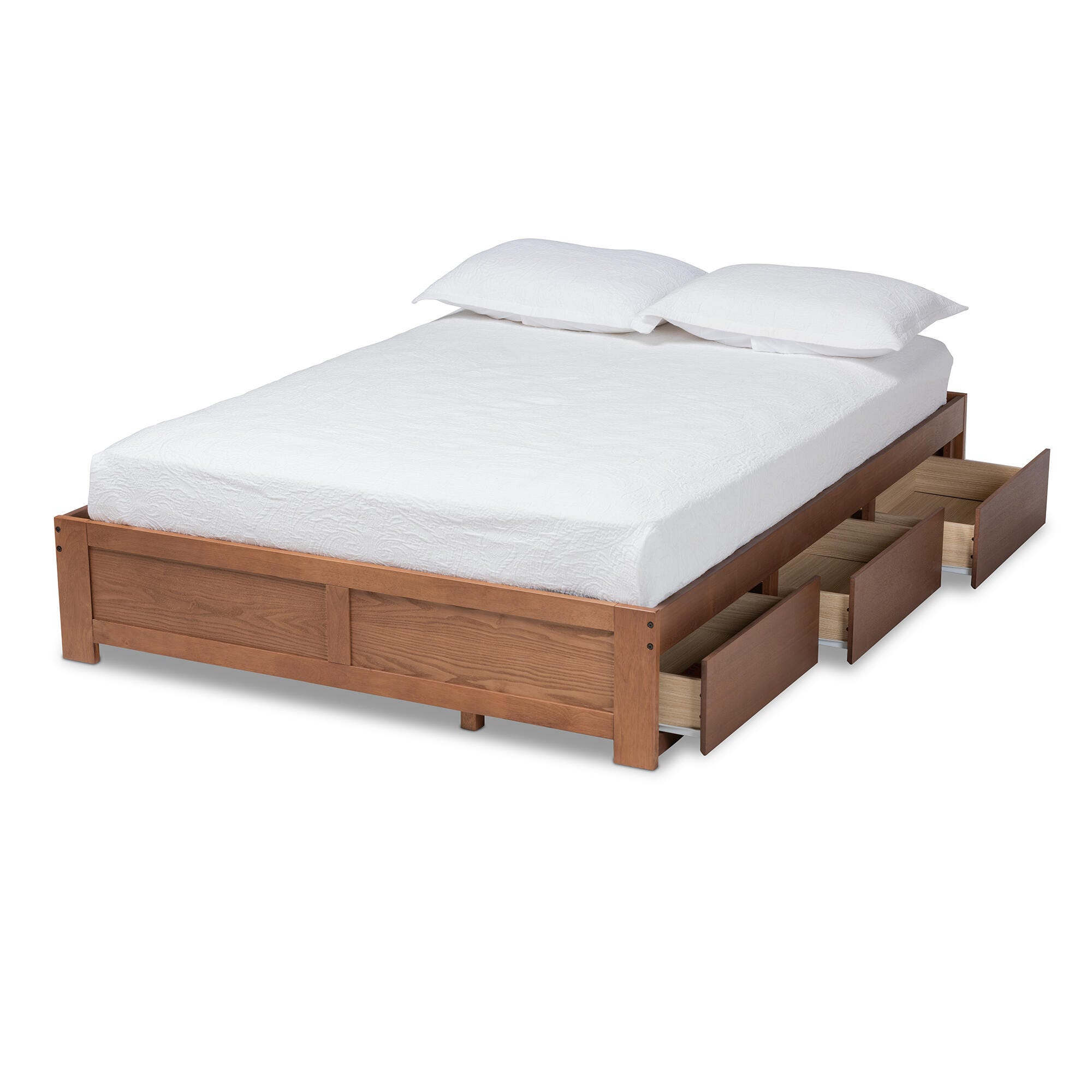 Baxton Studio Wren 3-Drawer Queen Platform Storage Bed Frame, Brown, large