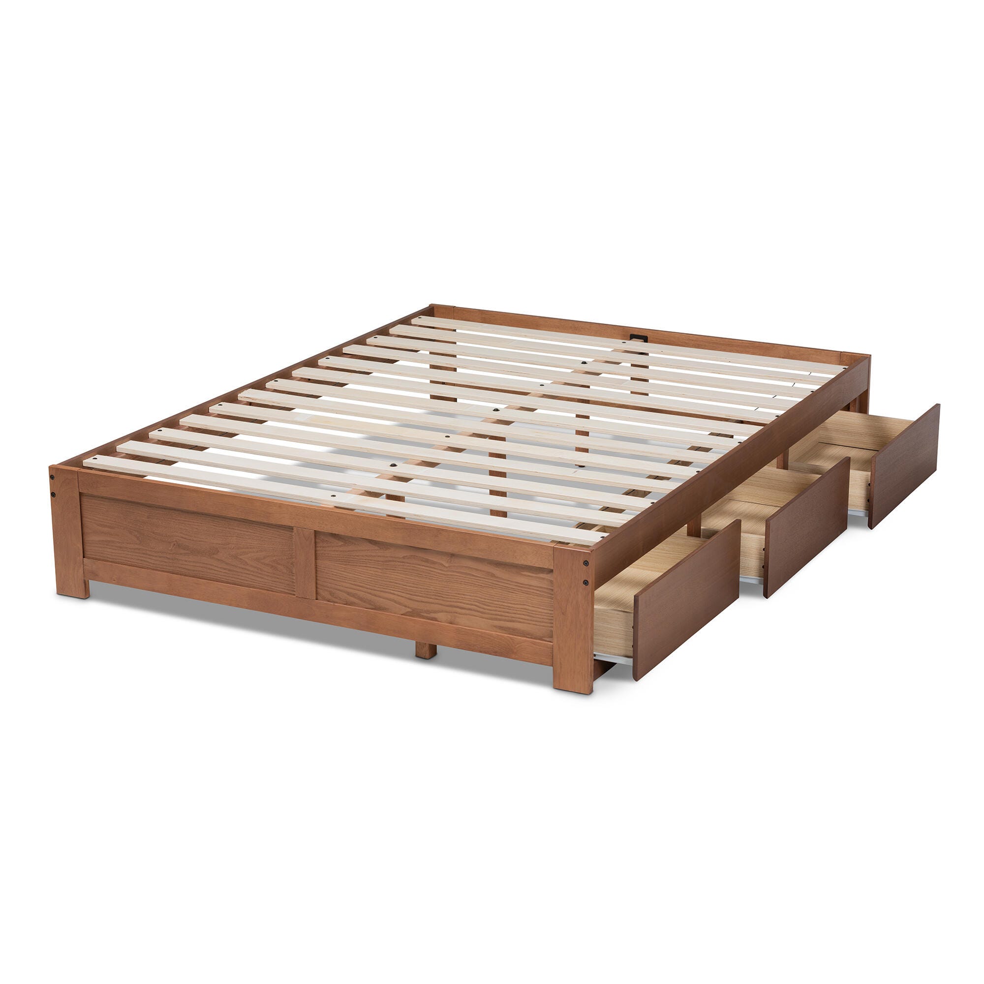 Baxton Studio Wren 3-Drawer King Platform Storage Bed Frame, Brown, large