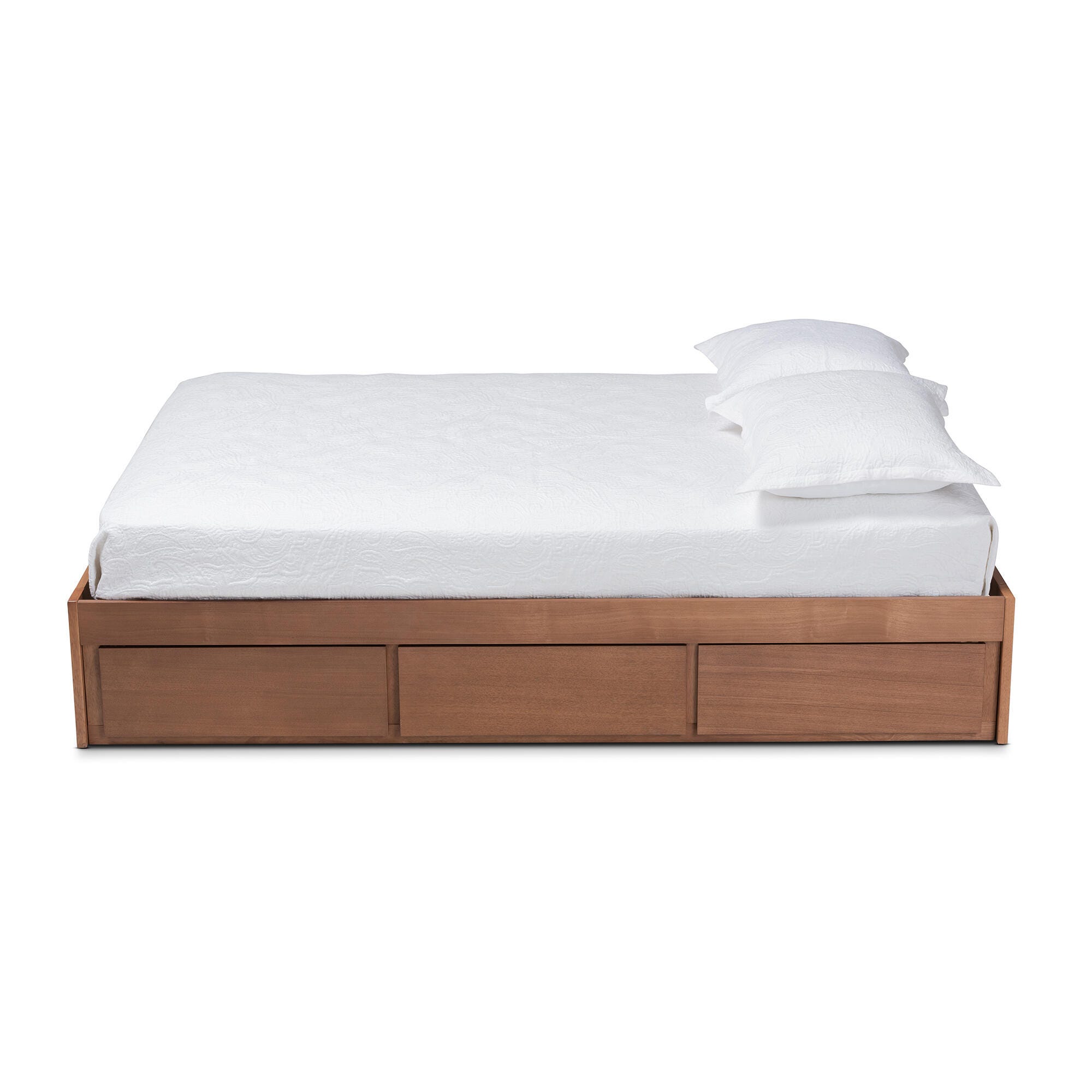 Baxton Studio Wren 3-Drawer King Platform Storage Bed Frame, Brown, large