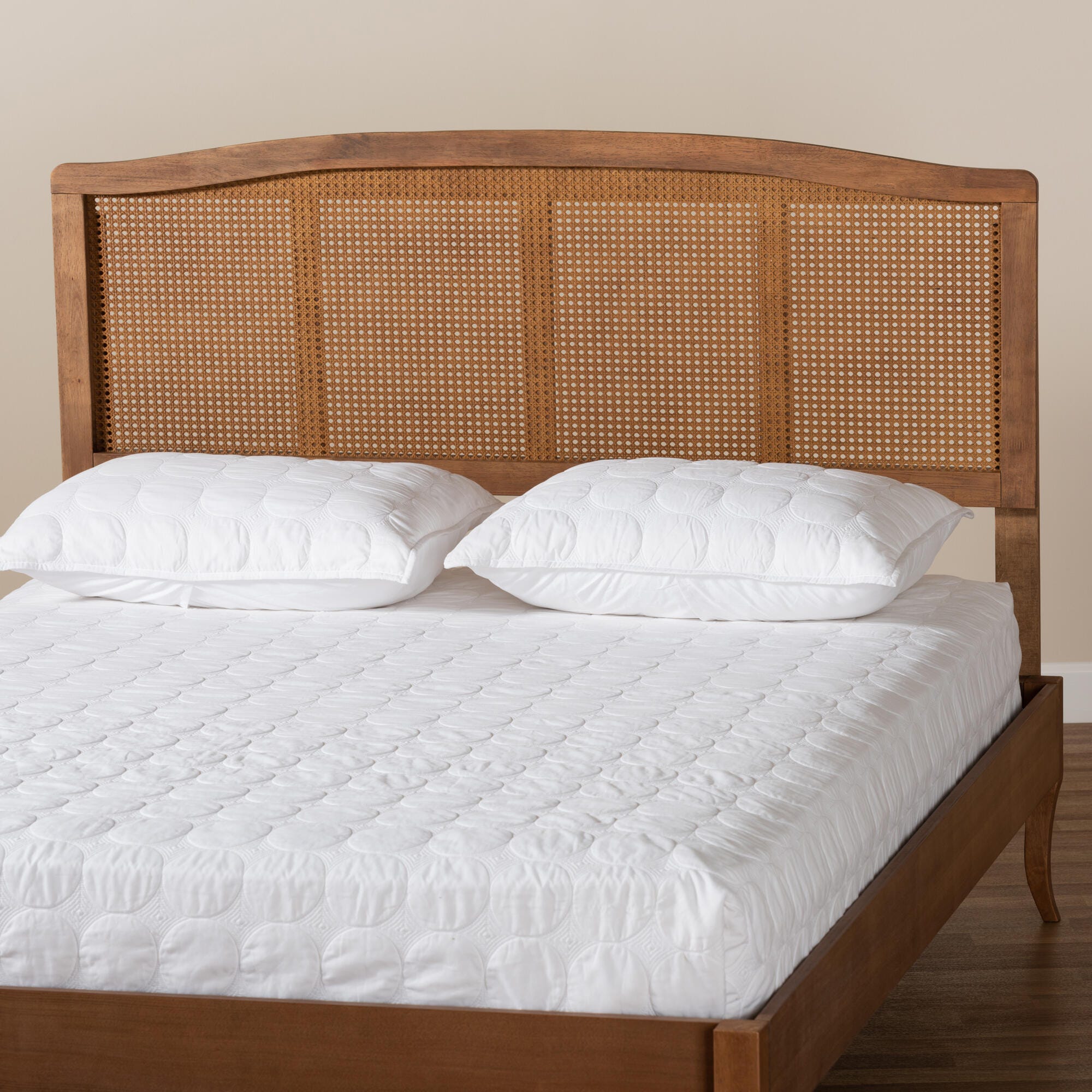 Baxton Studio Marieke Mid-Century Rattan Queen Headboard, Brown, large