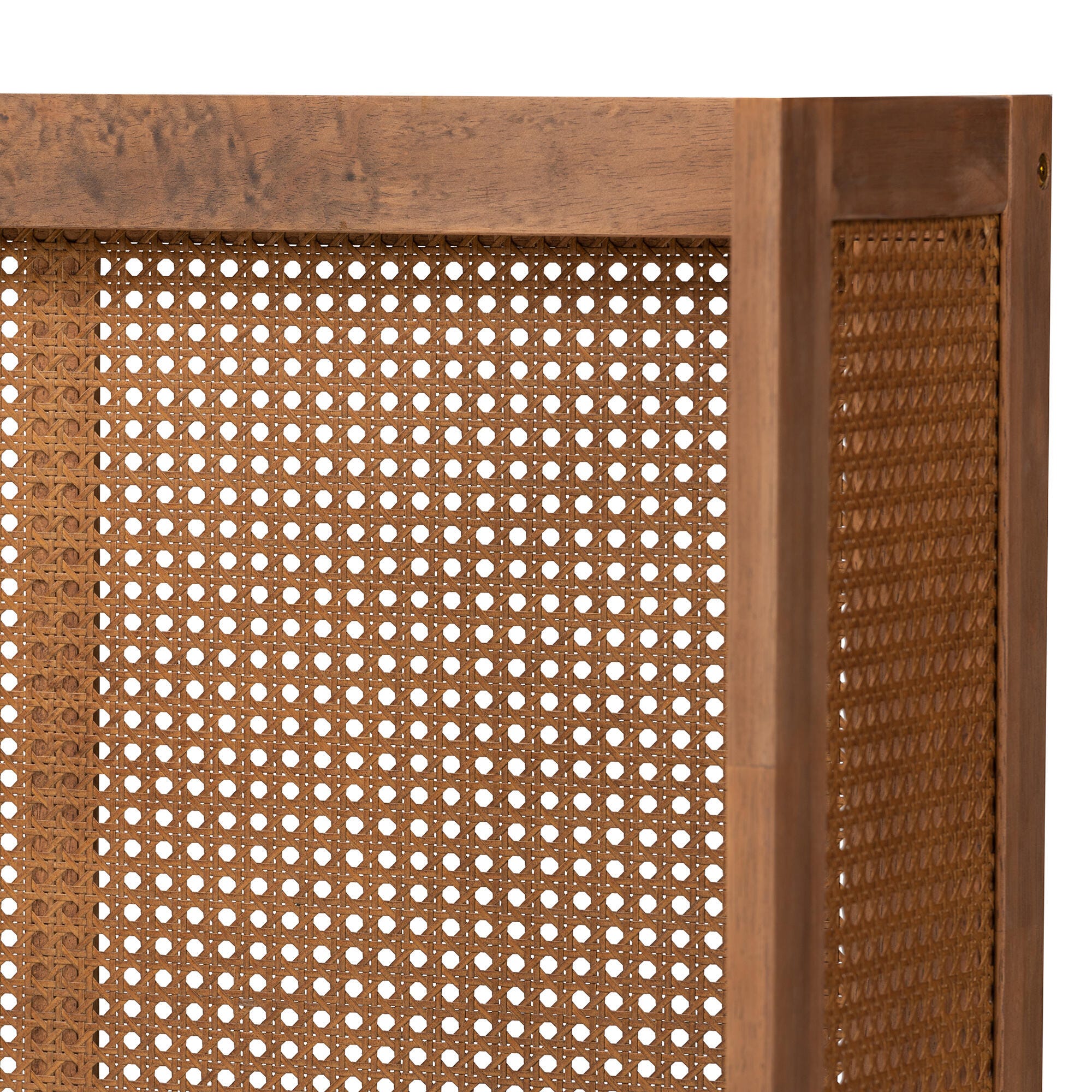 Baxton Studio Rina Mid-Century Rattan Queen Wrap-Around Headboard, Brown, large