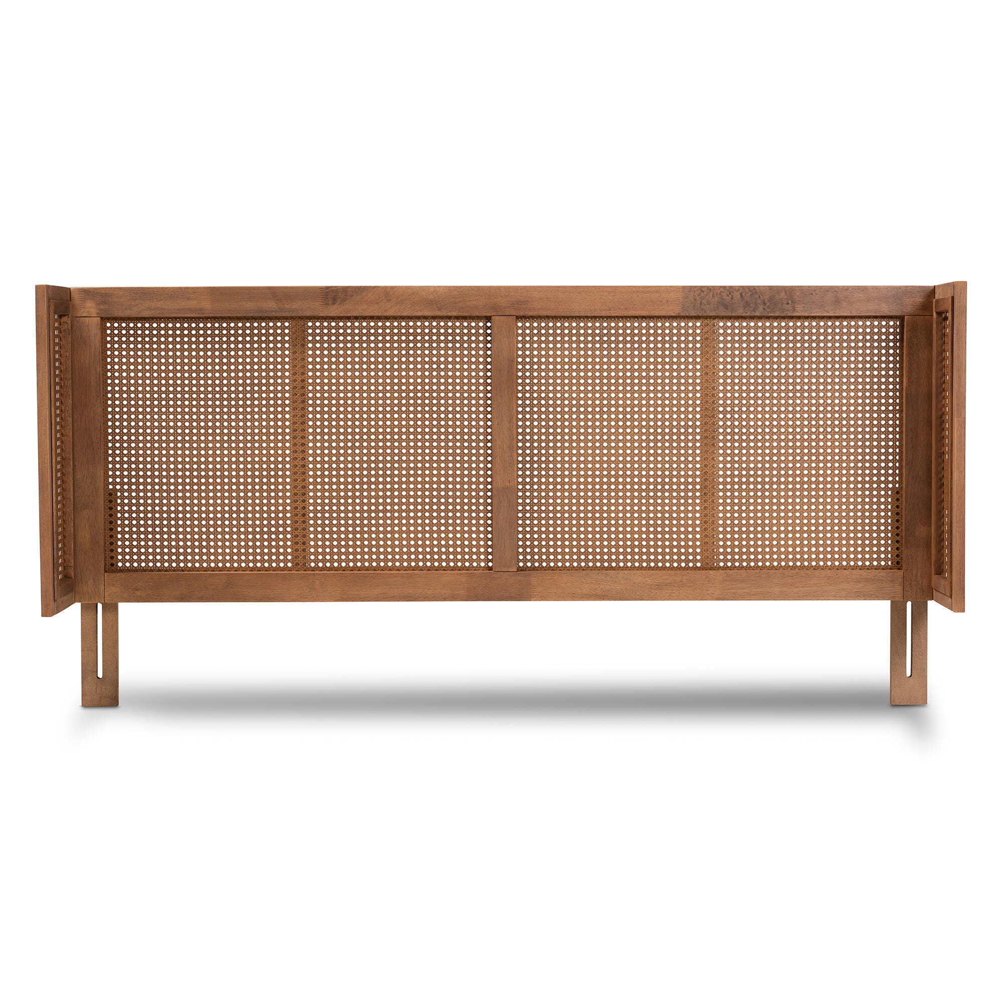 Baxton Studio Rina Mid-Century Rattan Queen Wrap-Around Headboard, Brown, large