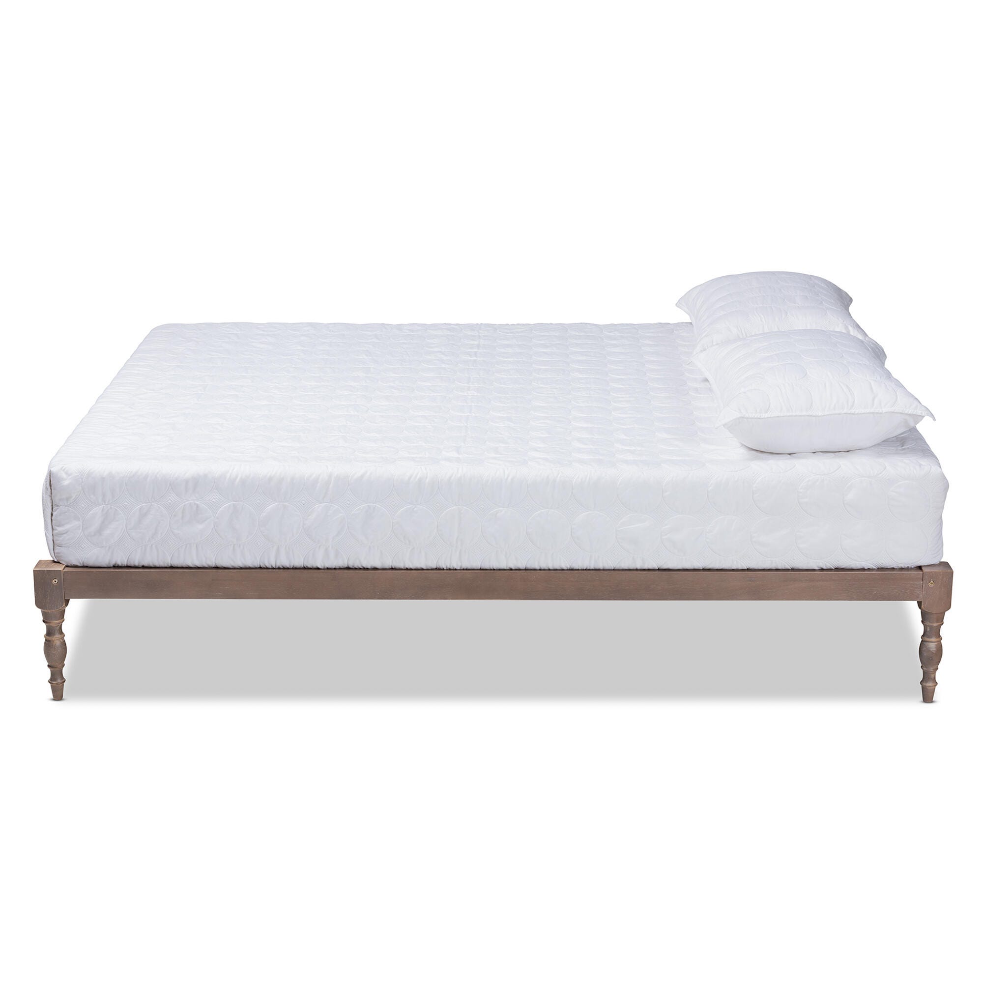 Baxton Studio Iseline Antique Oak Wood Queen Platform Bed Frame, Antique, large
