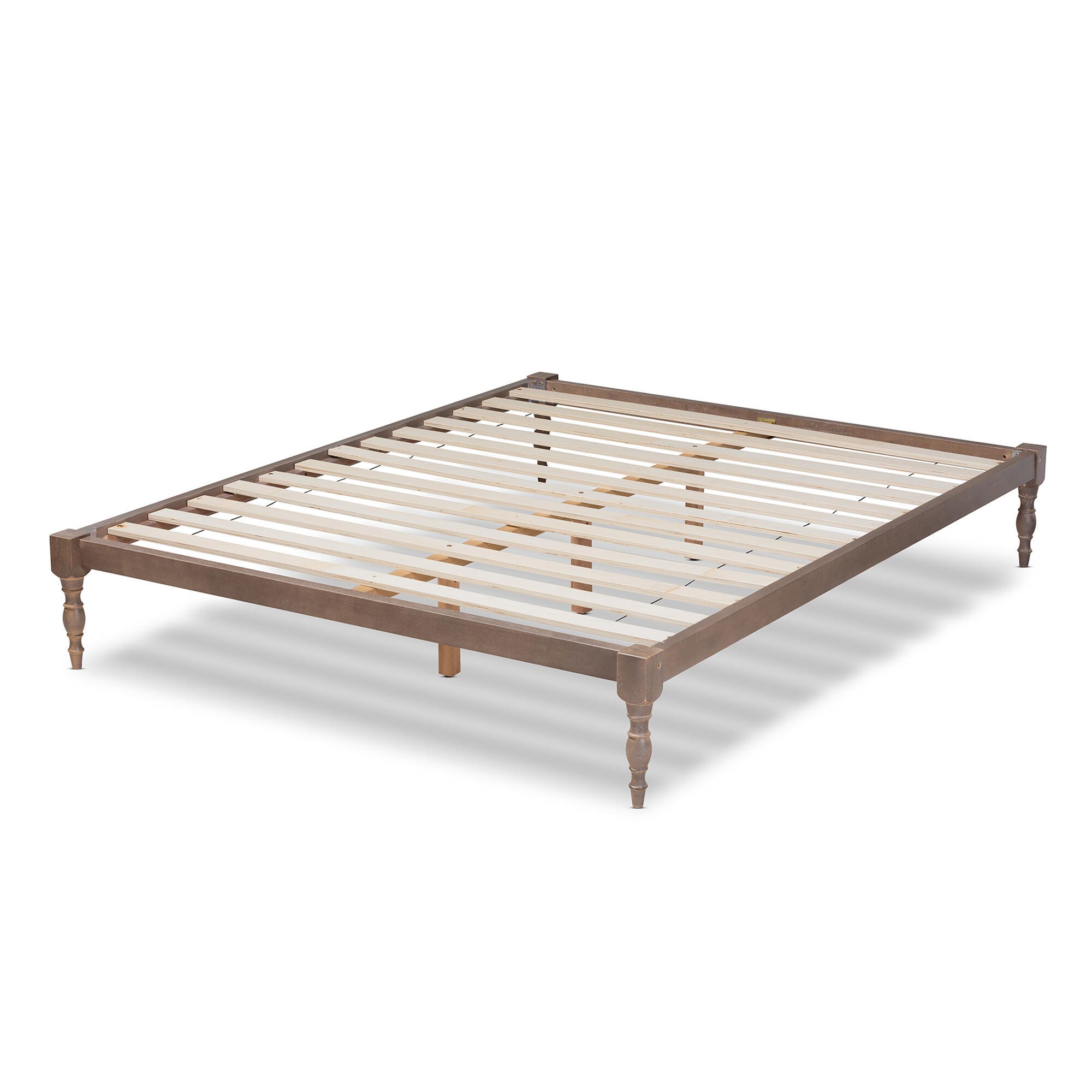 Baxton Studio Iseline Antique Oak Wood Queen Platform Bed Frame, Antique, large
