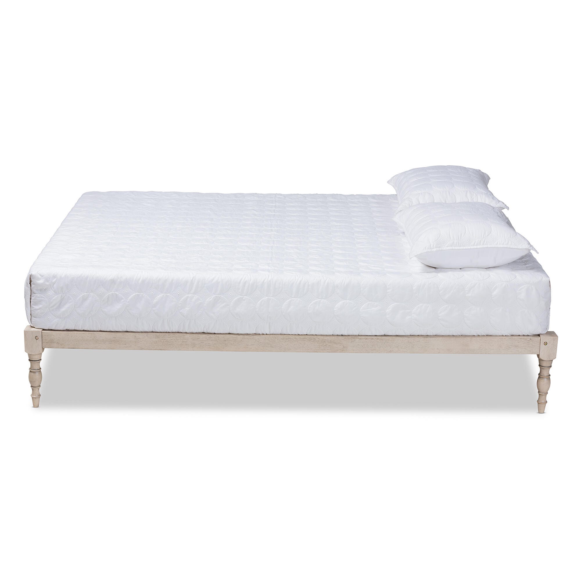 Baxton Studio Iseline Antique Wood Queen Platform Bed Frame, White, large