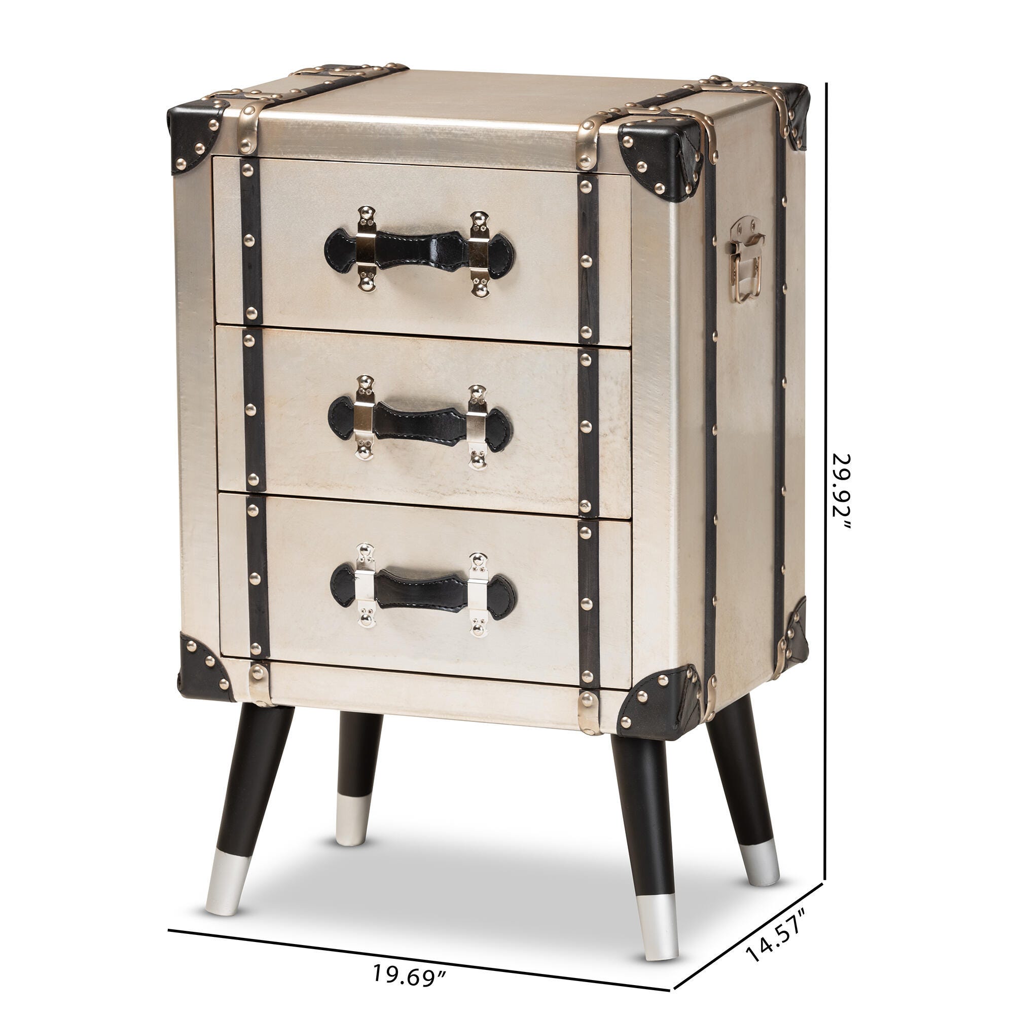 Baxton Studio Dilan Antique Industrial Trunk Inspired 3-Drawer Nightstand, , large