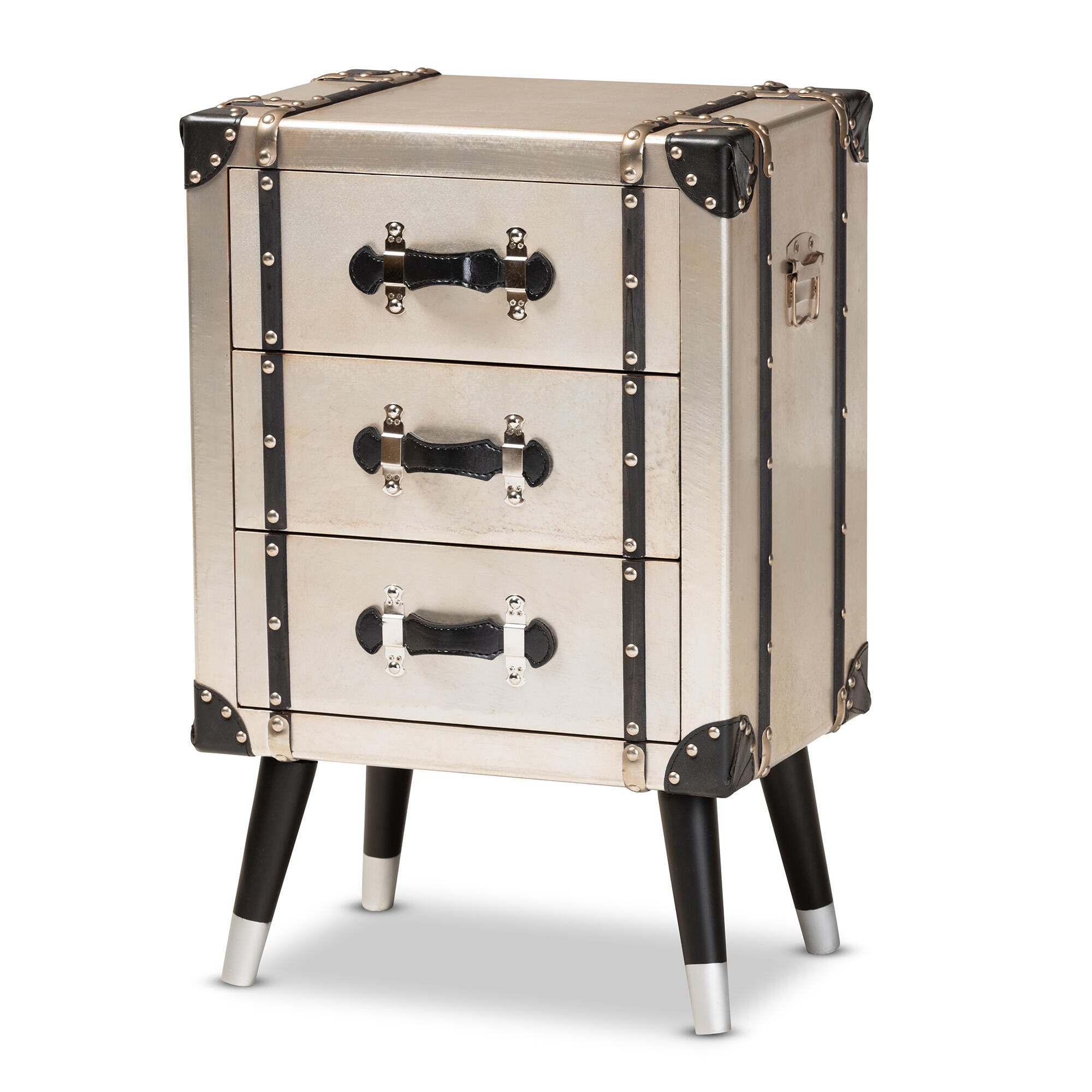Baxton Studio Dilan Antique Industrial Trunk Inspired 3-Drawer Nightstand, , large