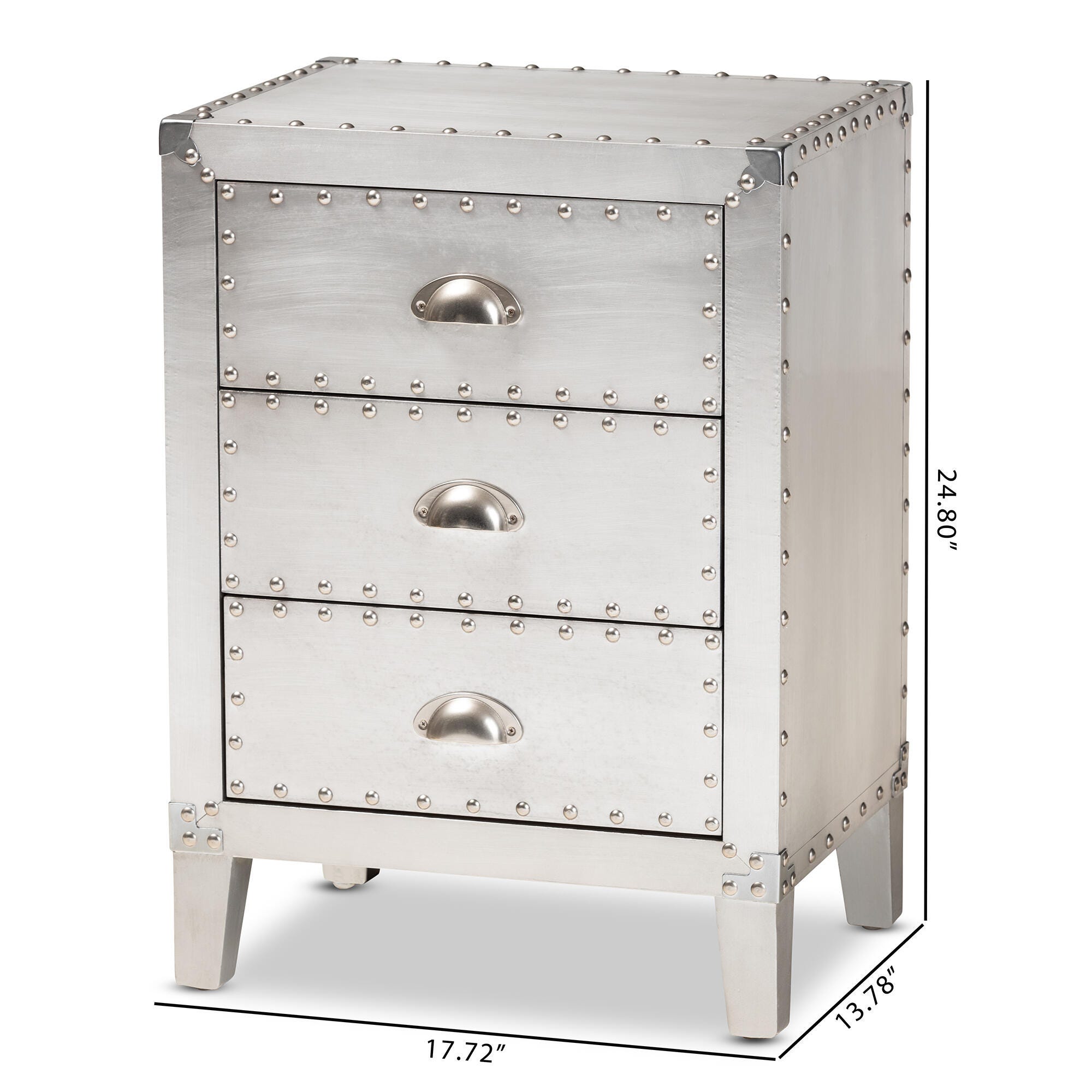 Baxton Studio Claude Metal 3-Drawer Nightstand, , large