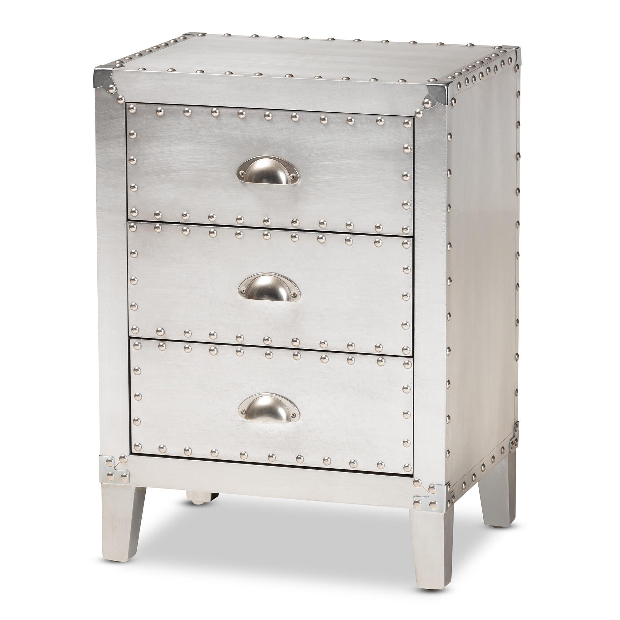 Baxton Studio Claude Metal 3-Drawer Nightstand, , large