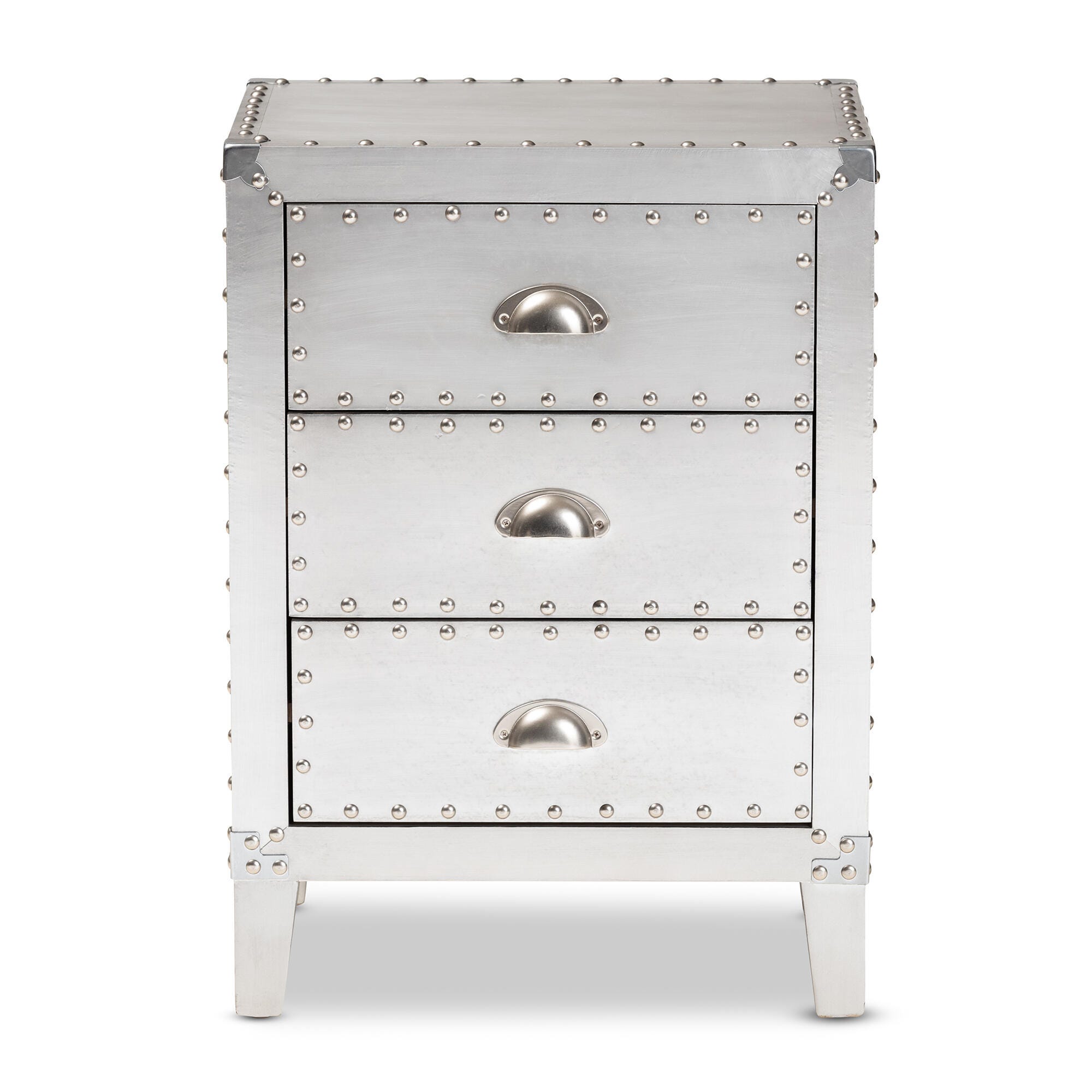 Baxton Studio Claude Metal 3-Drawer Nightstand, , large