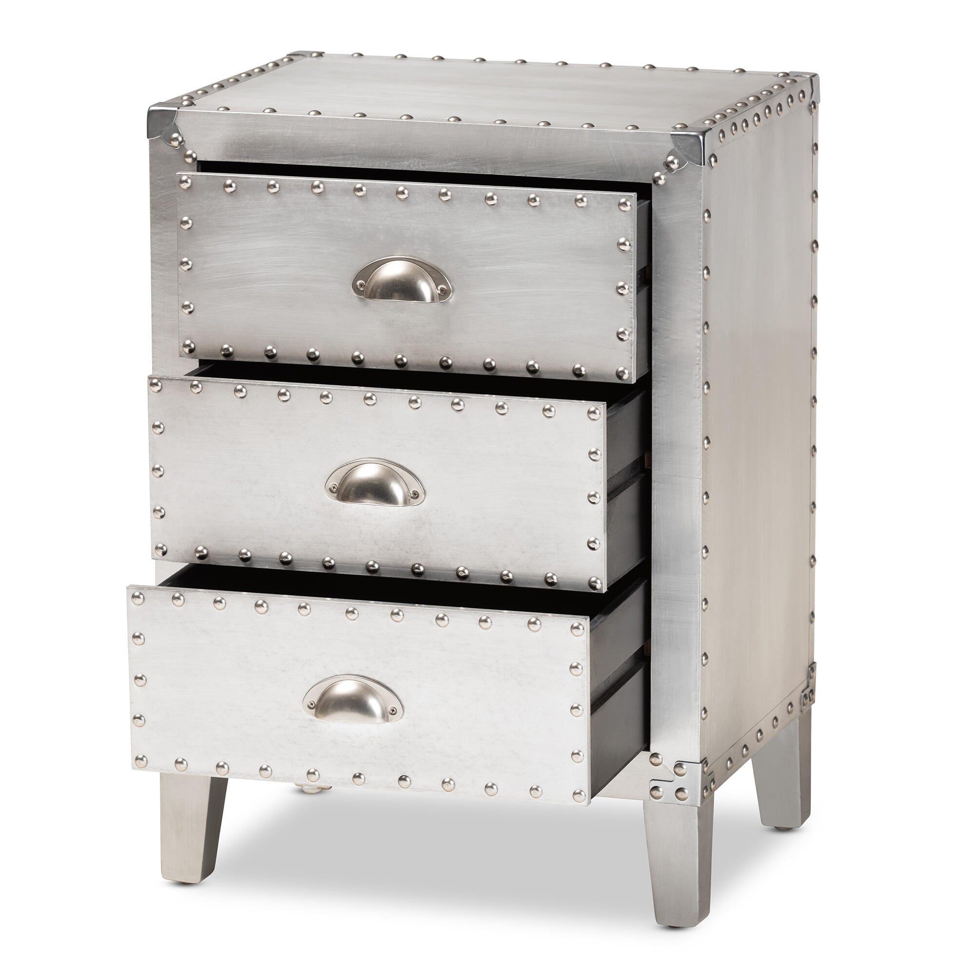Baxton Studio Claude Metal 3-Drawer Nightstand, , large