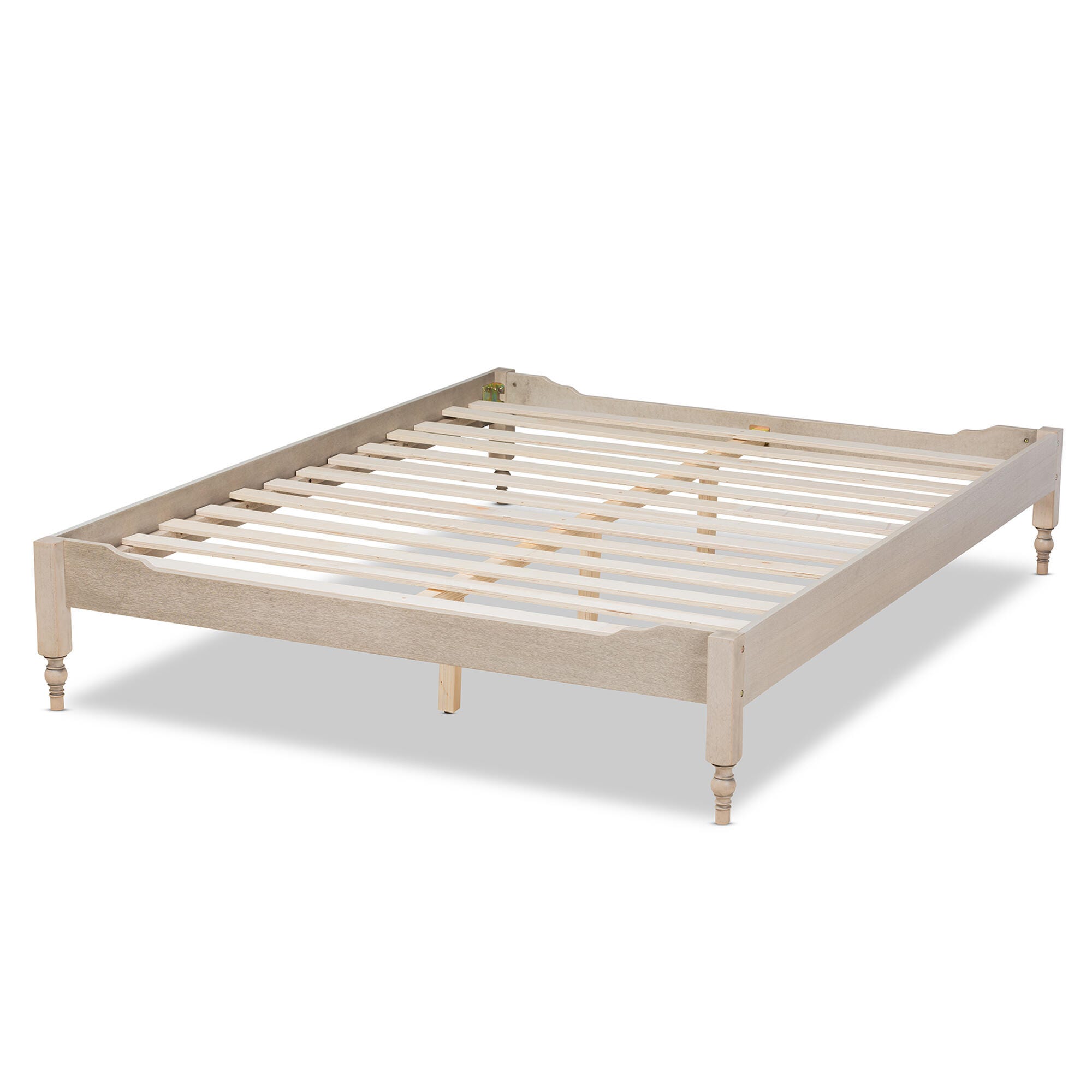 Baxton Studio Laure French Bohemian Antique King Platform Bed Frame, White, large