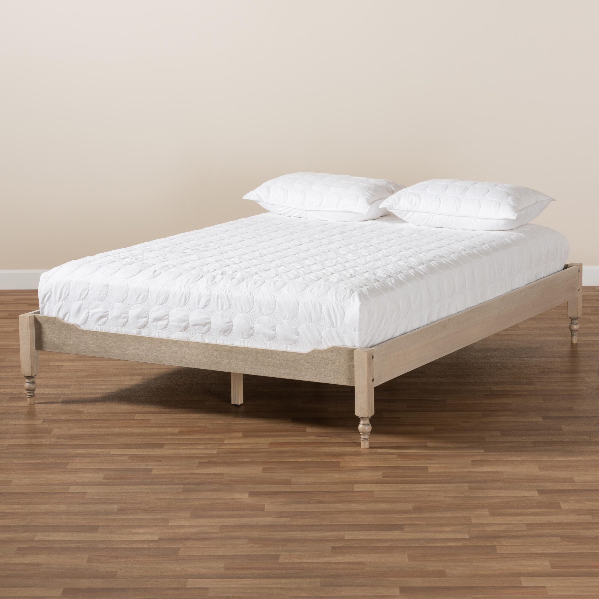 Baxton Studio Laure French Bohemian Antique King Platform Bed Frame, White, large