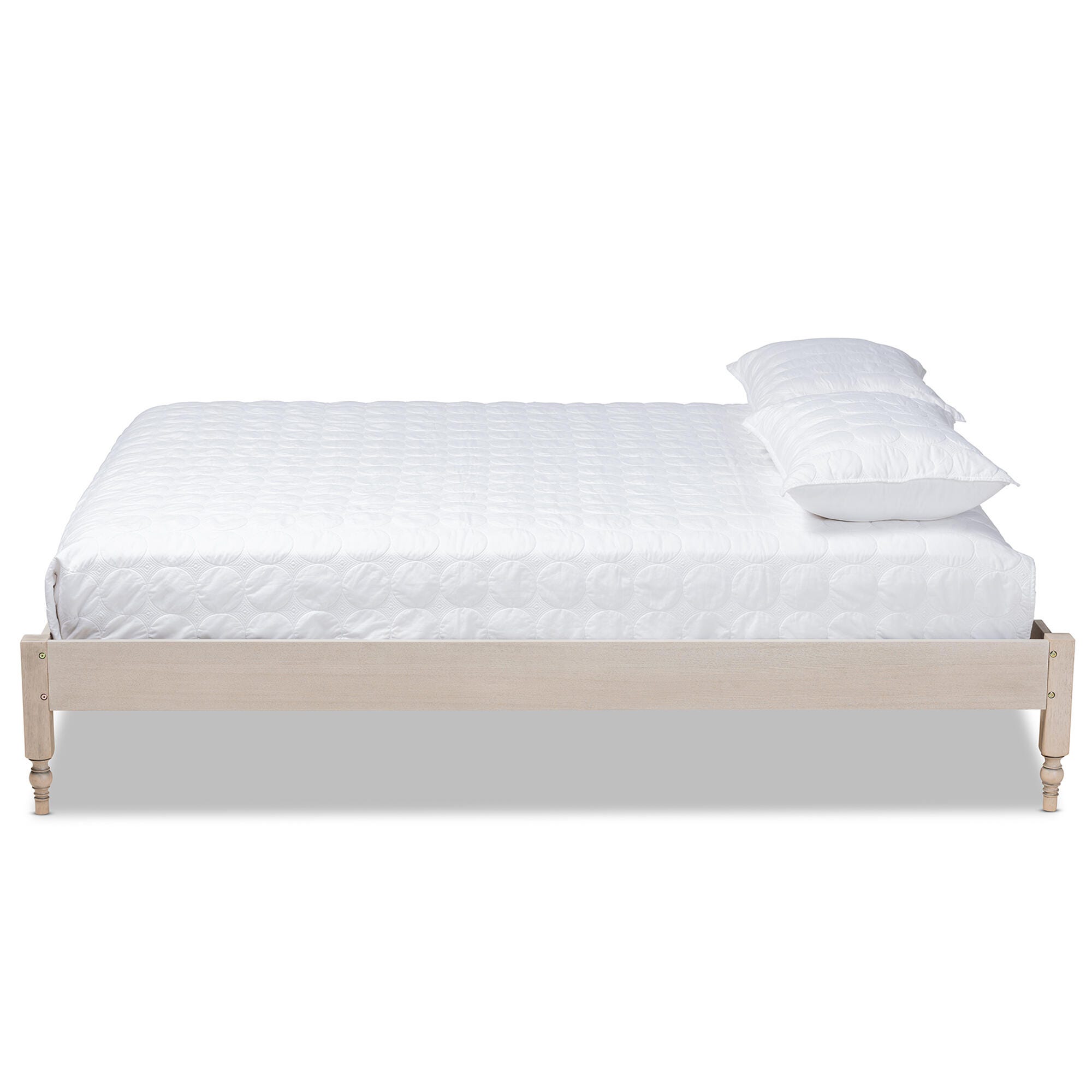 Baxton Studio Laure French Bohemian Antique King Platform Bed Frame, White, large