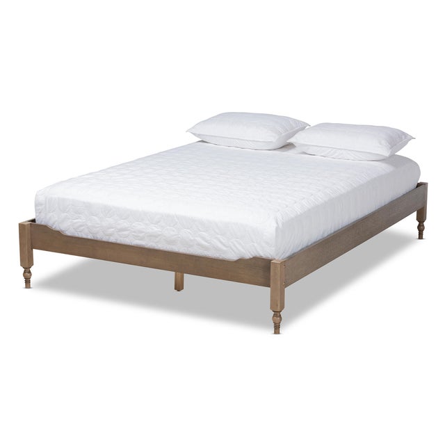 Laure French Bohemian Weathered Queen Platform Bed Frame