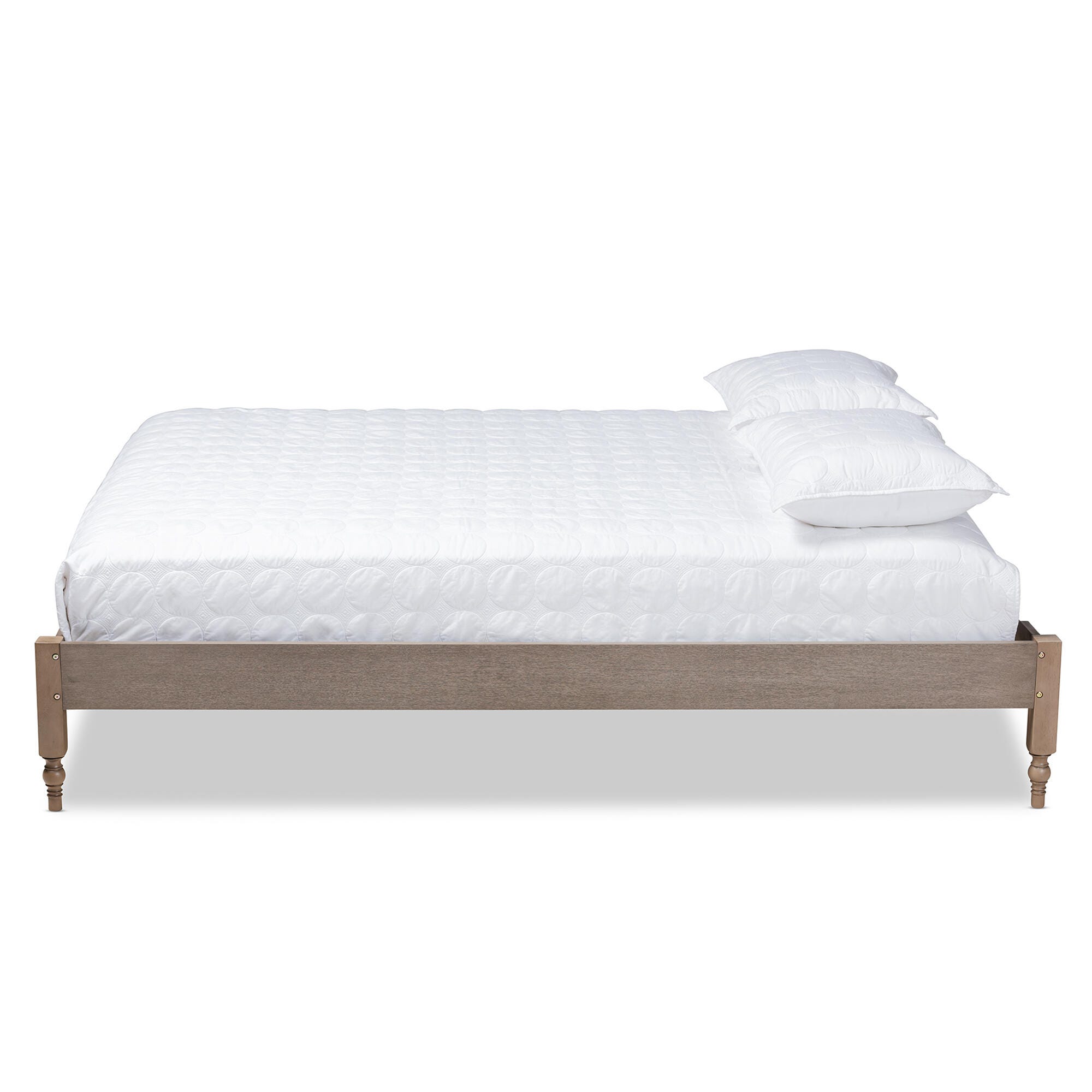 Baxton Studio Laure French Bohemian Antique Platform Bed Frame, Brown, large