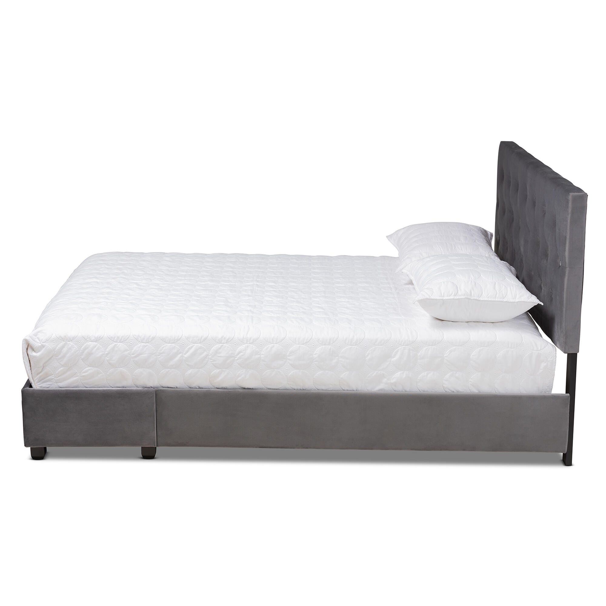 Baxton Studio Caronia Velvet Upholstered Queen Platform Storage Bed, Gray, large