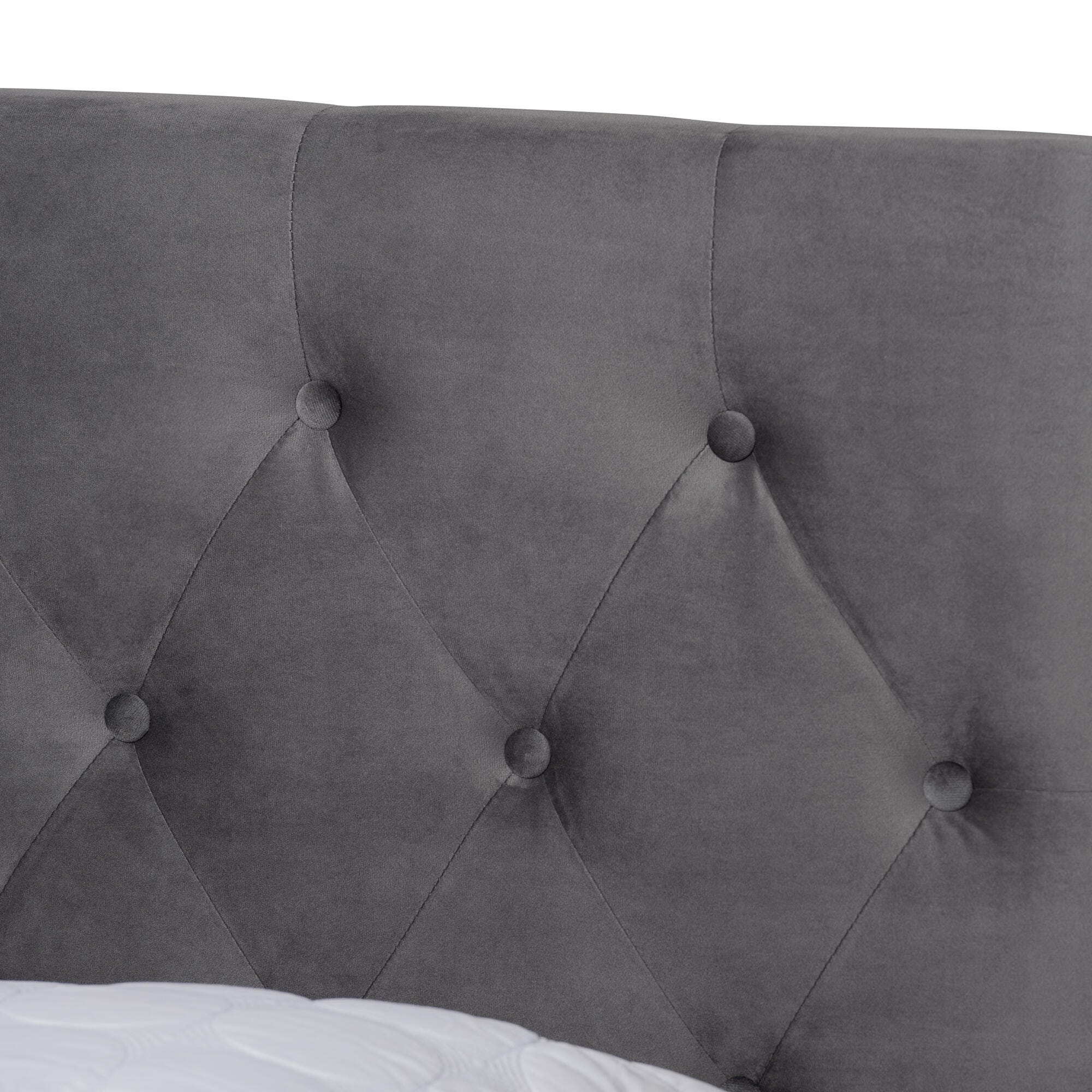Baxton Studio Caronia Velvet Upholstered Queen Platform Storage Bed, Gray, large