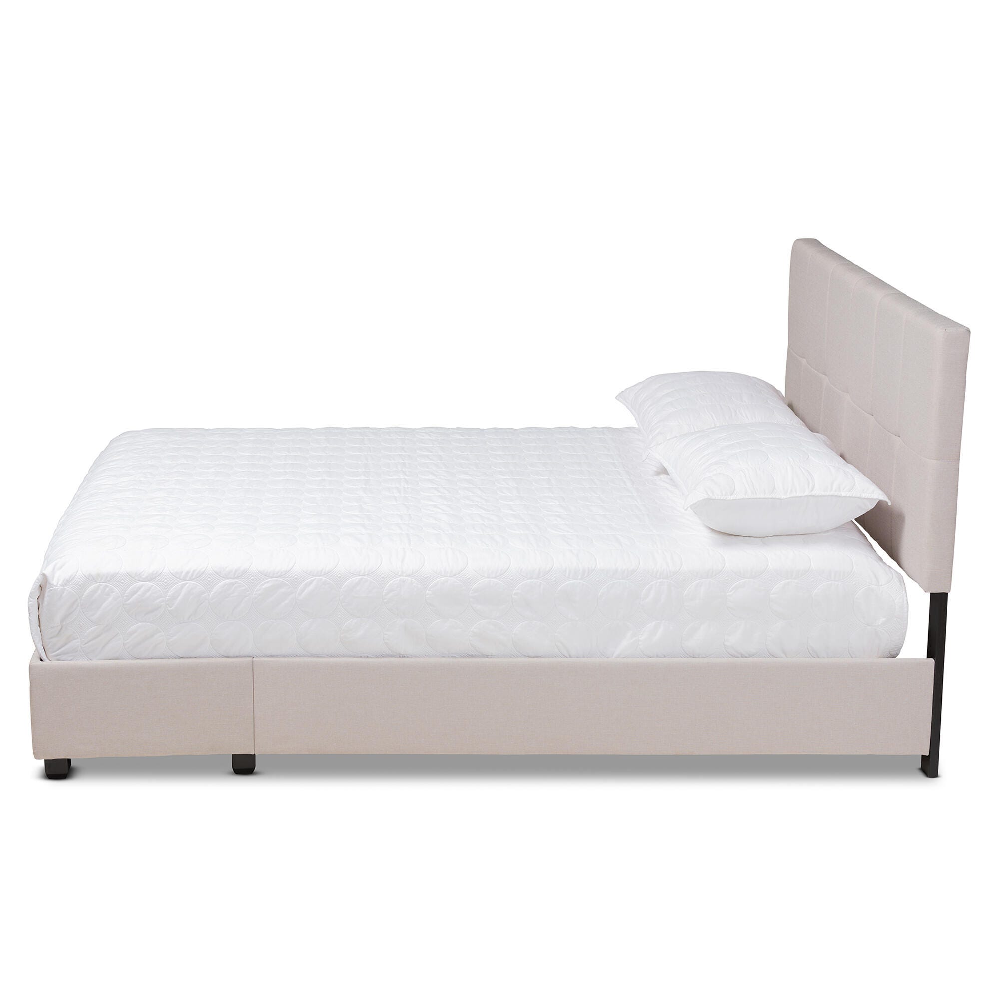 Baxton Studio Netti Upholstered 2-Drawer Queen Platform Storage Bed, Beige, large
