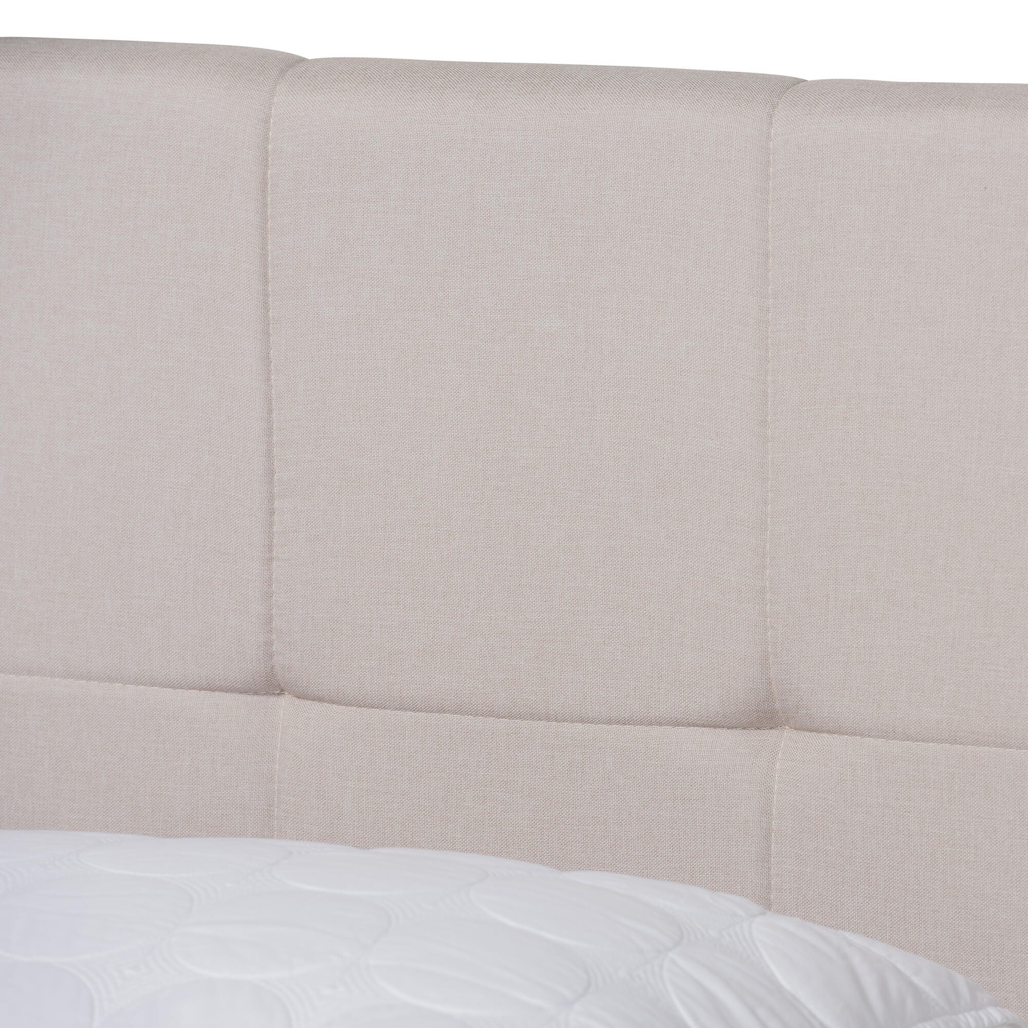 Baxton Studio Netti Upholstered 2-Drawer Queen Platform Storage Bed, Beige, large
