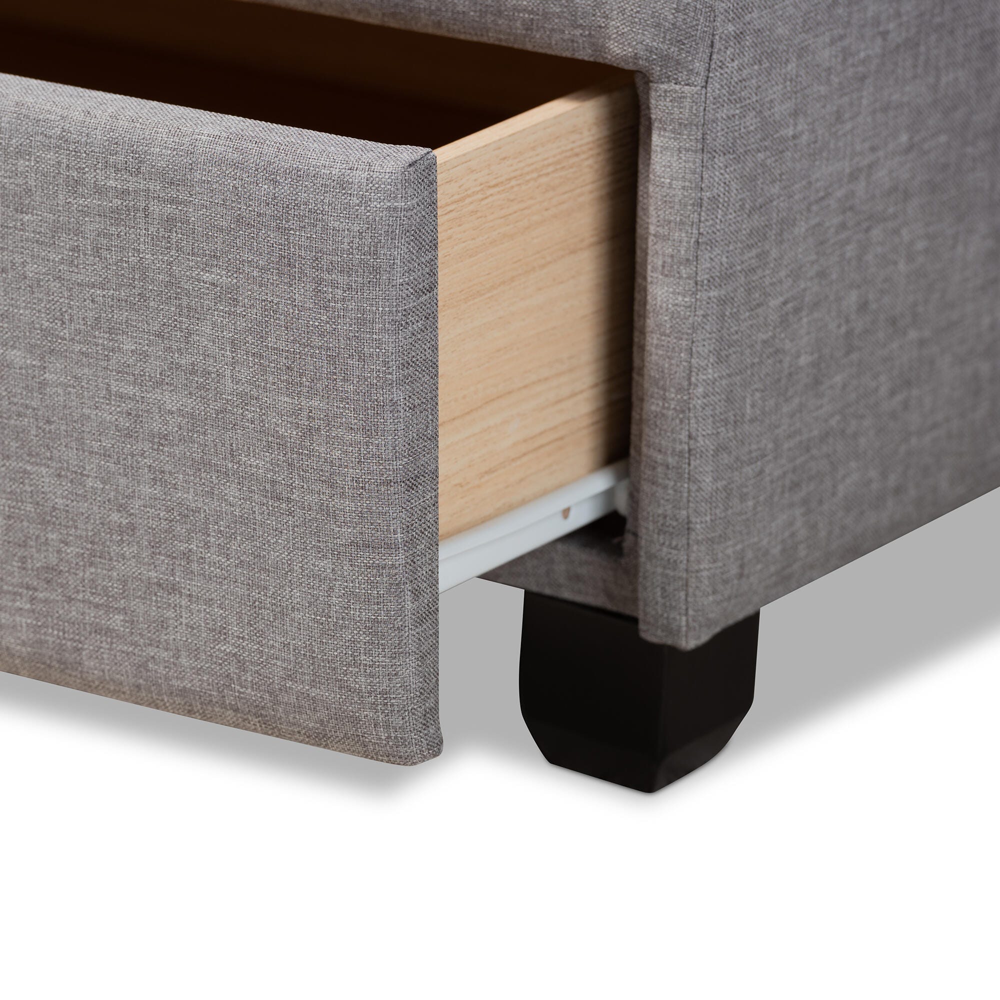 Baxton Studio Netti Upholstered 2-Drawer Queen Platform Storage Bed, Light Gray, large