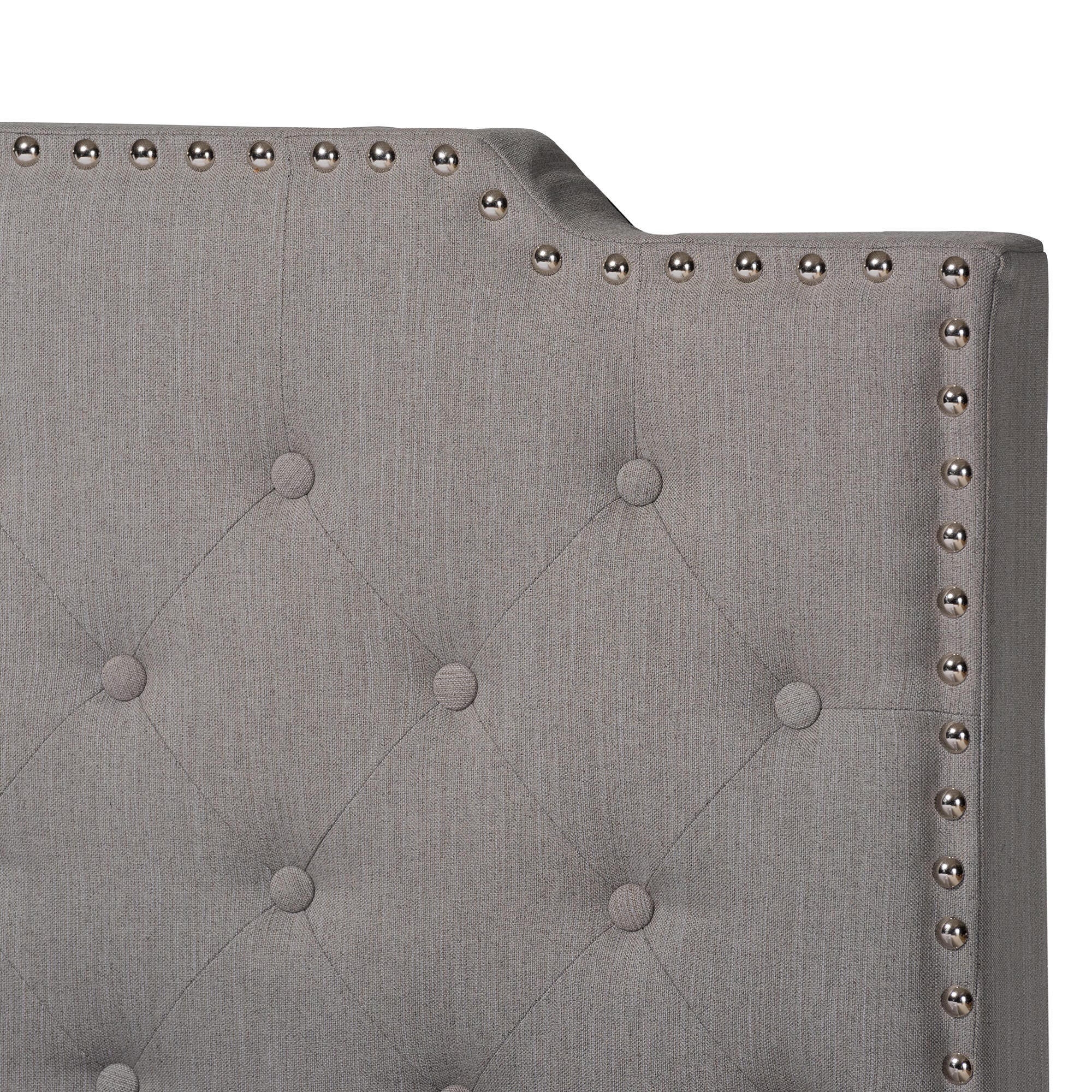 Baxton Studio Marion Upholstered Button Tufted Queen Panel Bed, Gray, large