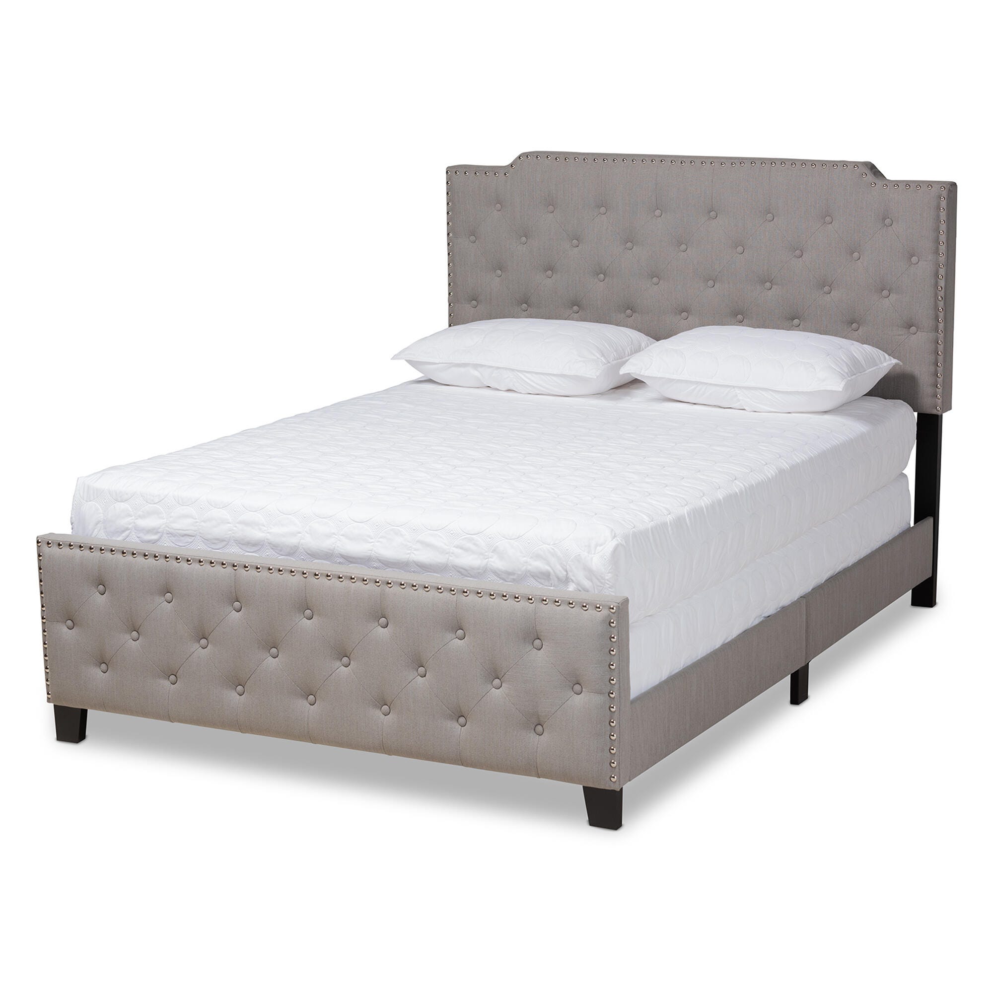 Baxton Studio Marion Upholstered Button Tufted King Panel Bed, Gray, large
