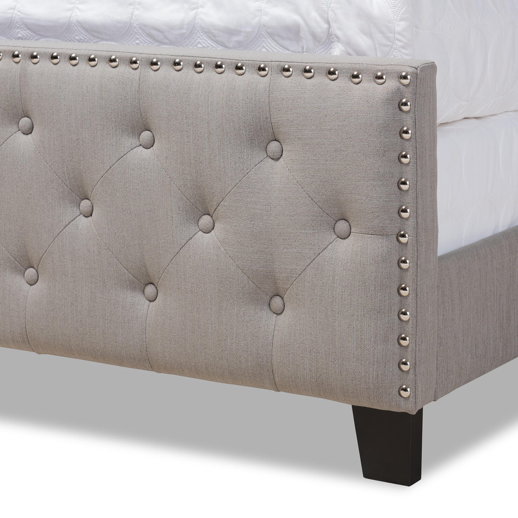 Baxton Studio Marion Upholstered Button Tufted King Panel Bed, Gray, large