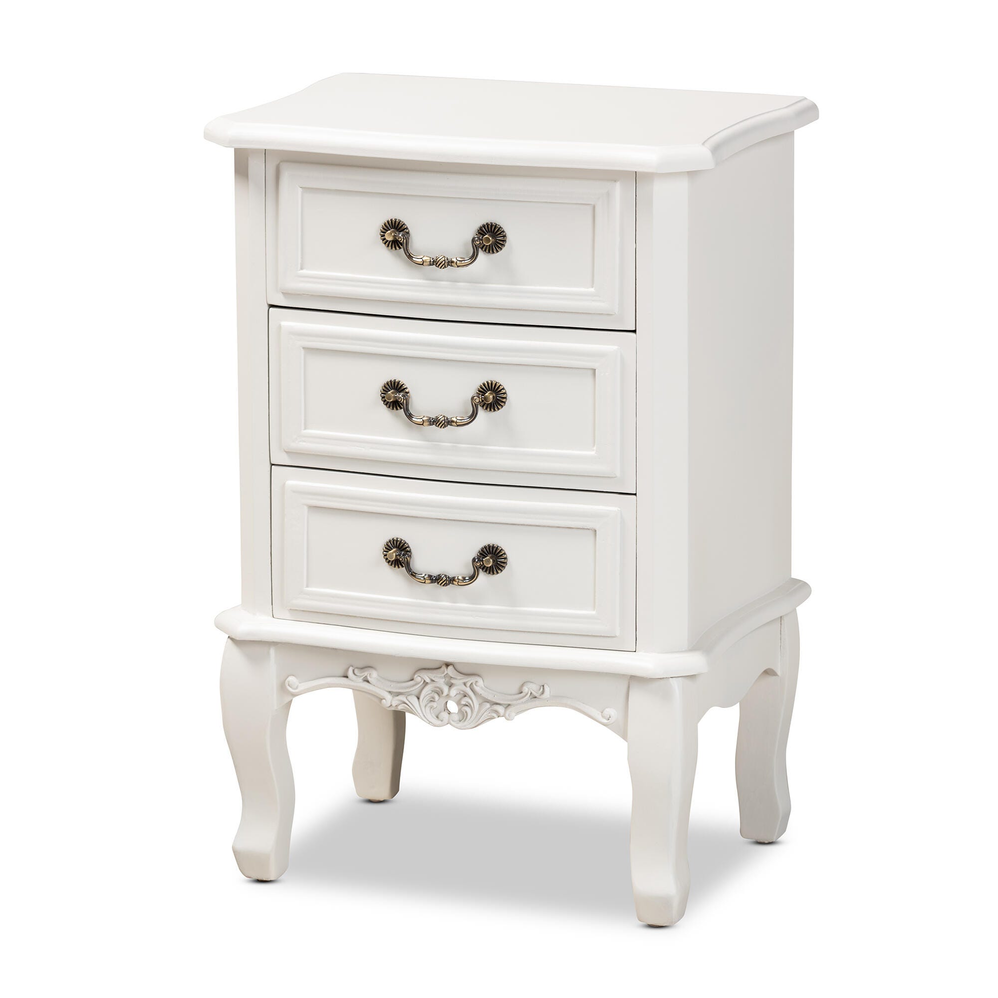 Baxton Studio Gabrielle French Country Provincial 3-Drawer Nightstand, , large