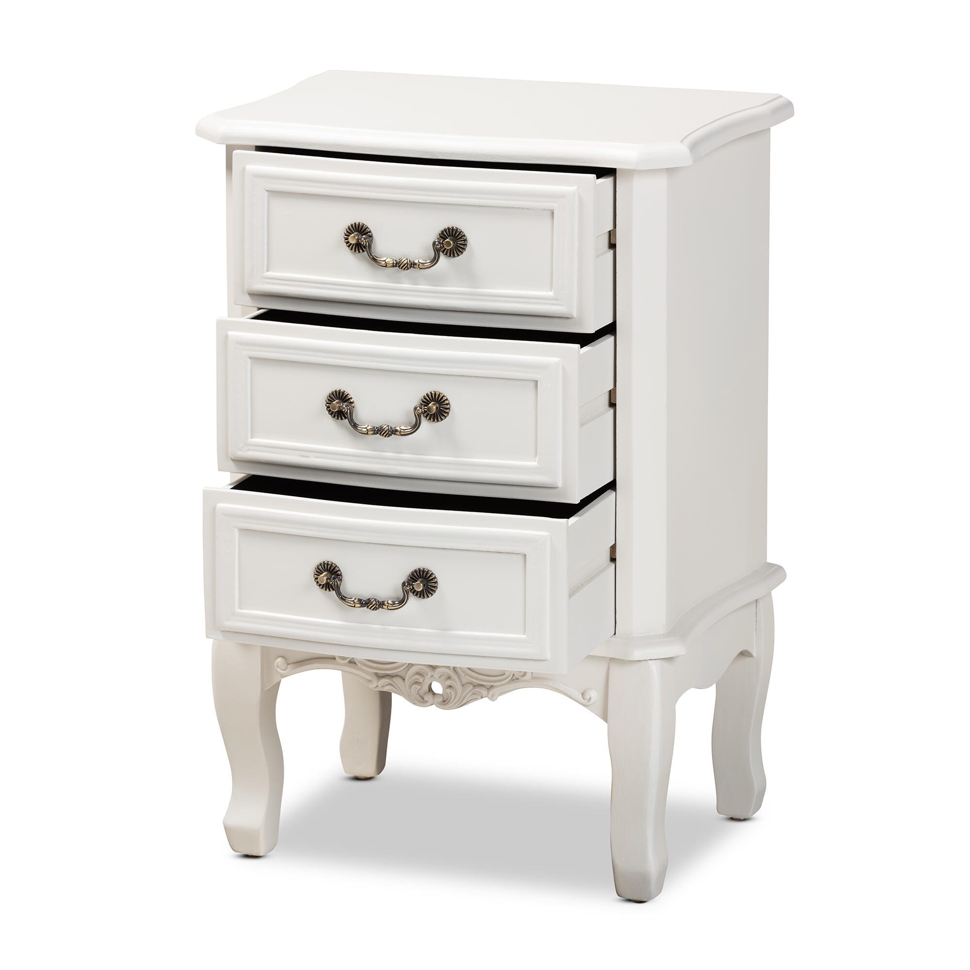 Baxton Studio Gabrielle French Country Provincial 3-Drawer Nightstand, , large